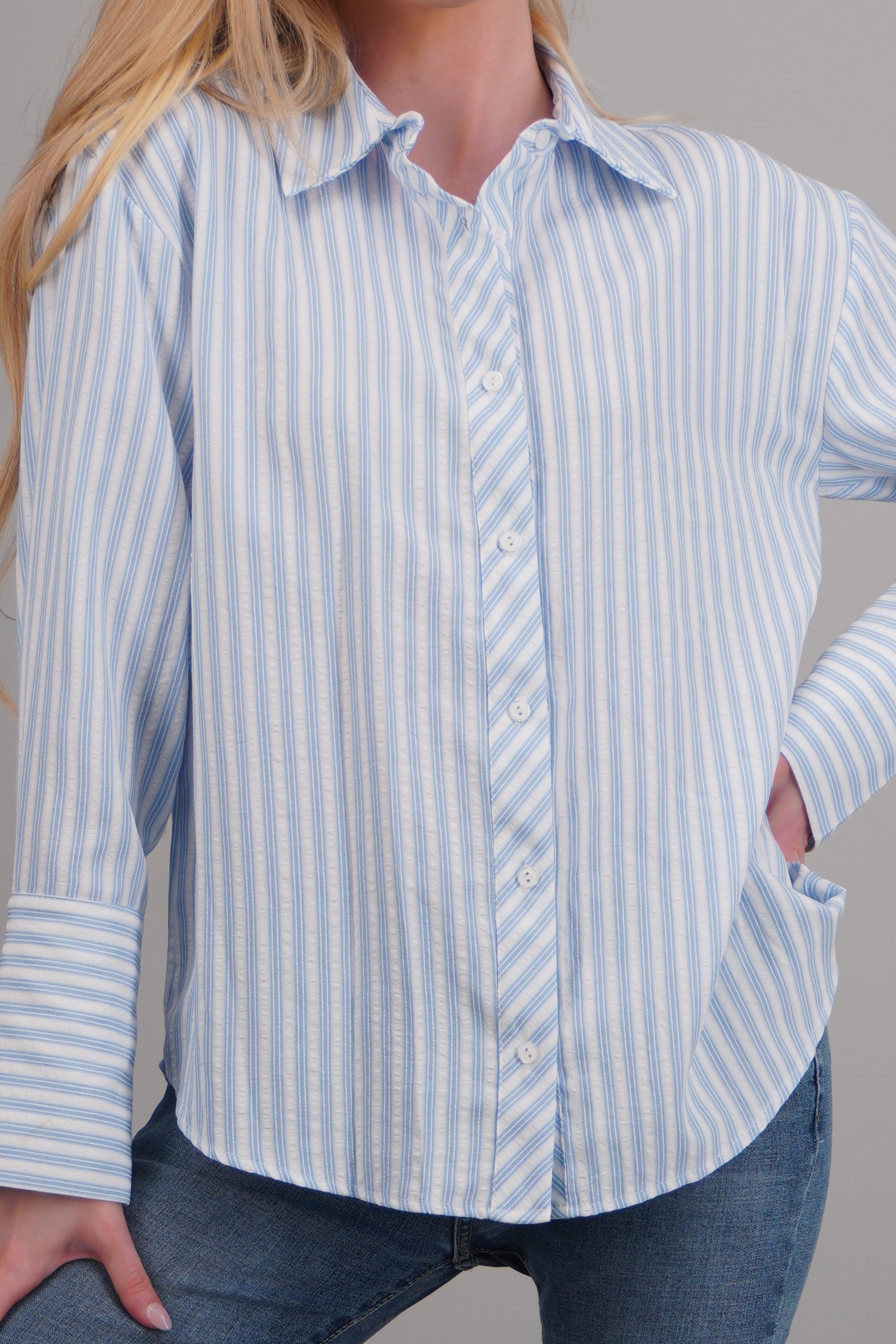 Camisa amplia de rayas AZUL COMBO