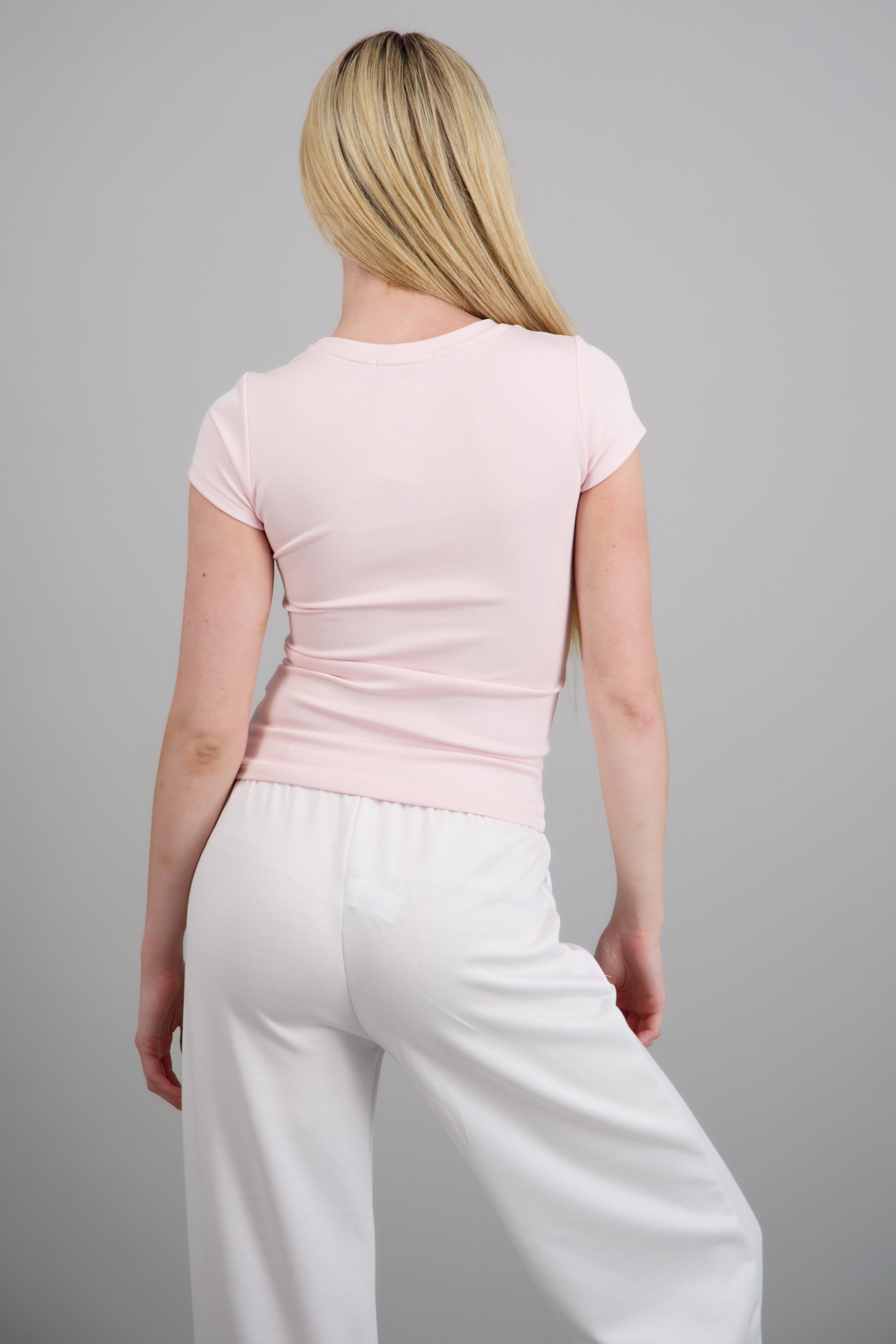 Top manga corta tacto suave ROSA PASTEL
