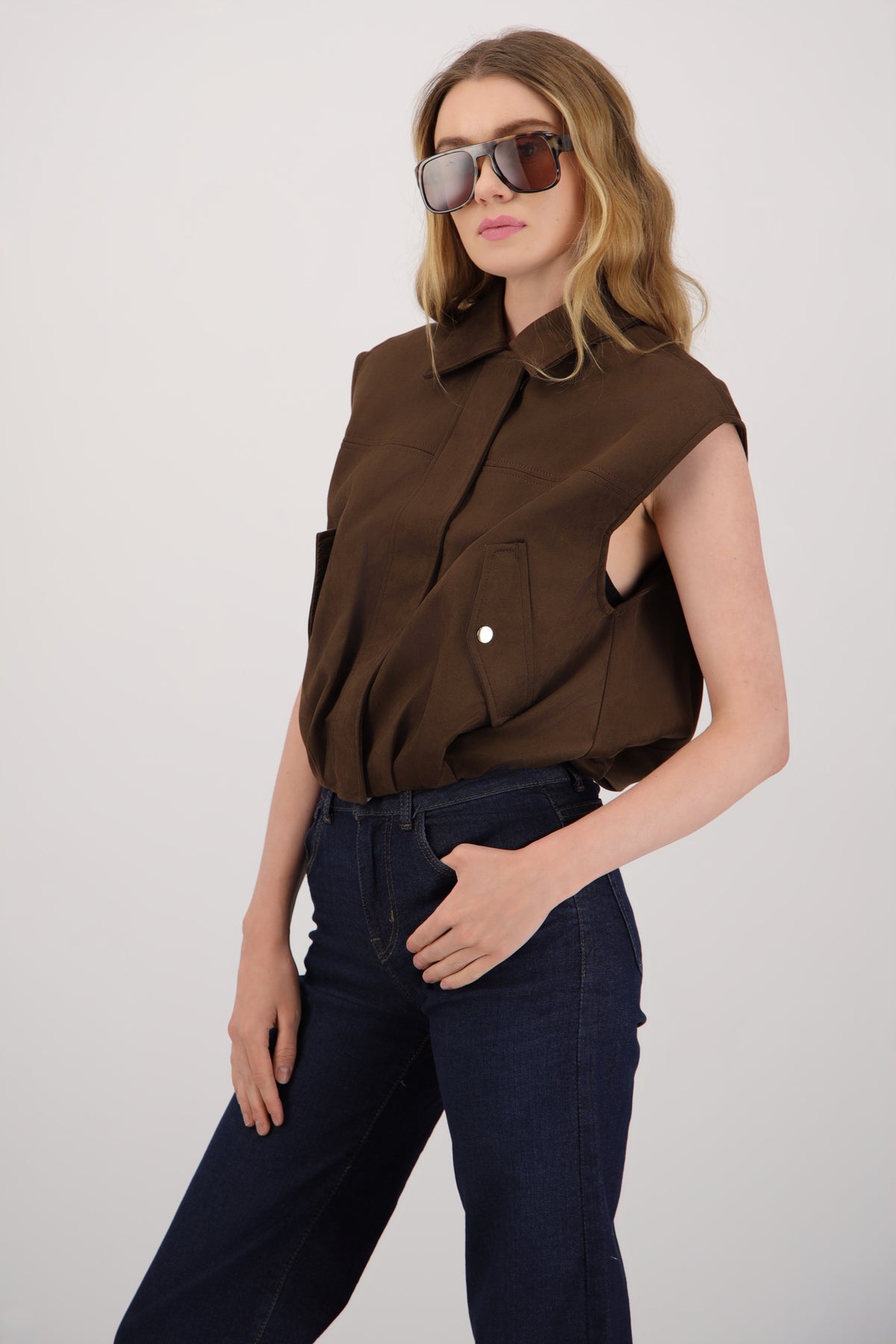 Chaleco suede CHOCOLATE