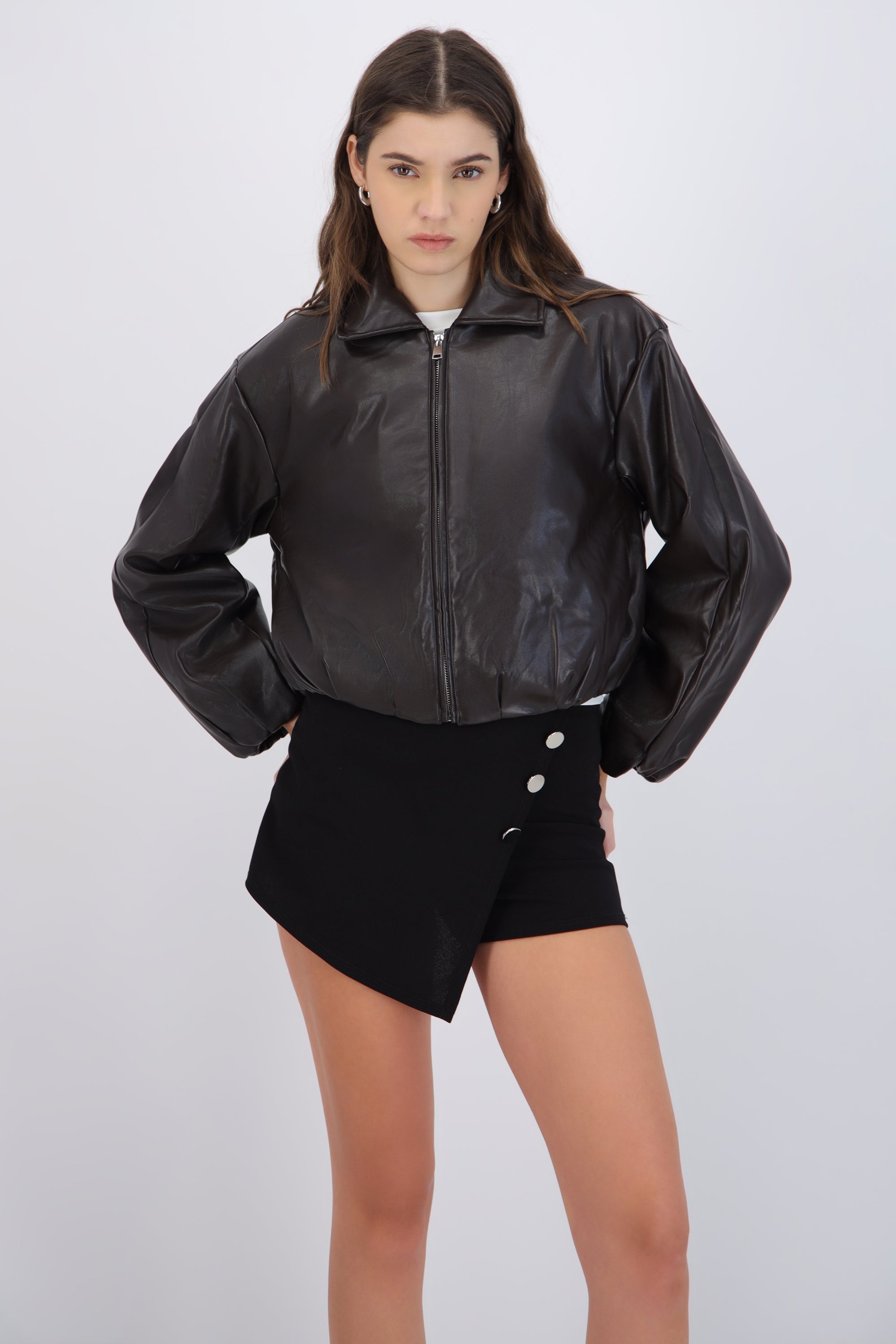 Chamarra bomber PU tacto suave