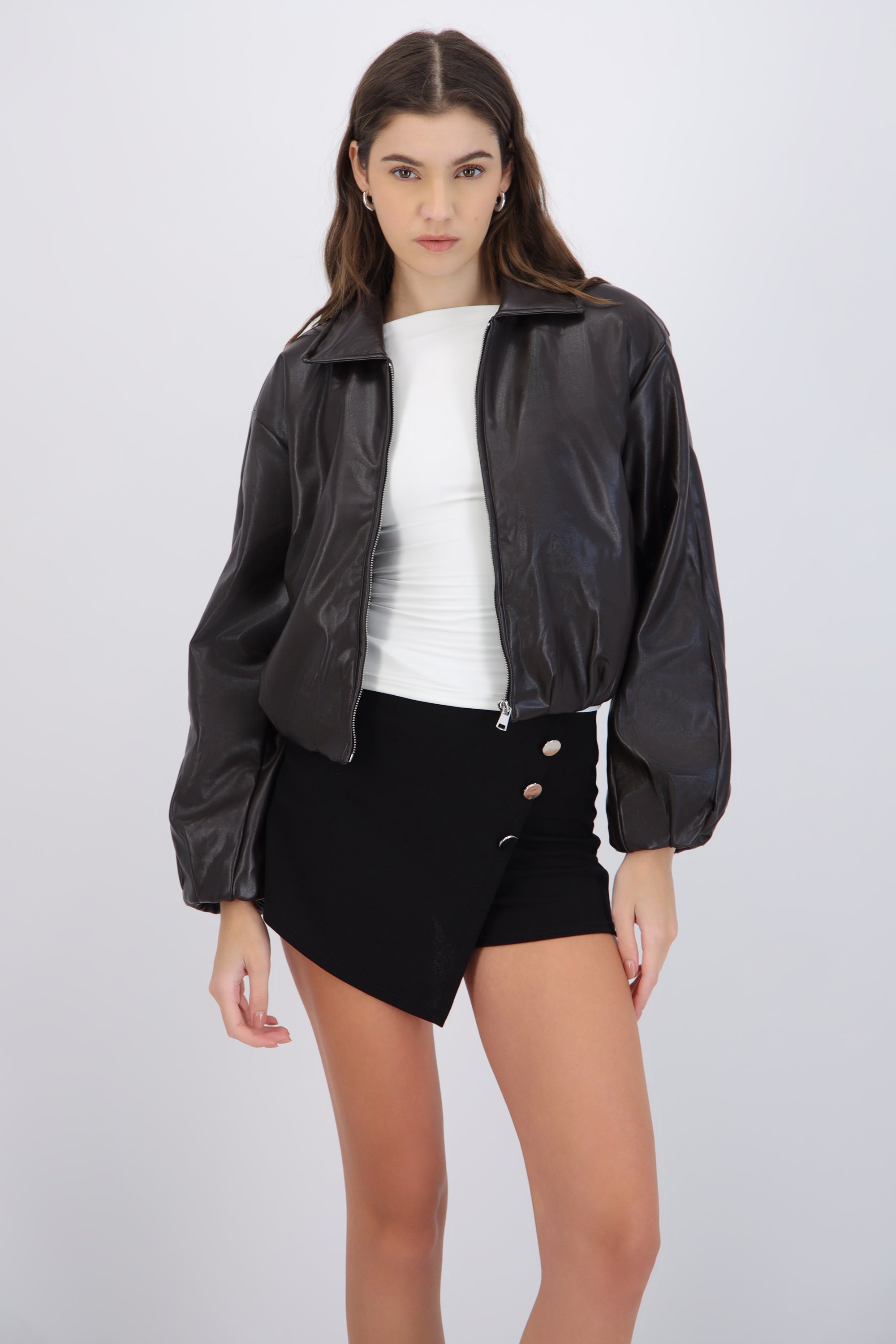 Chamarra bomber PU tacto suave