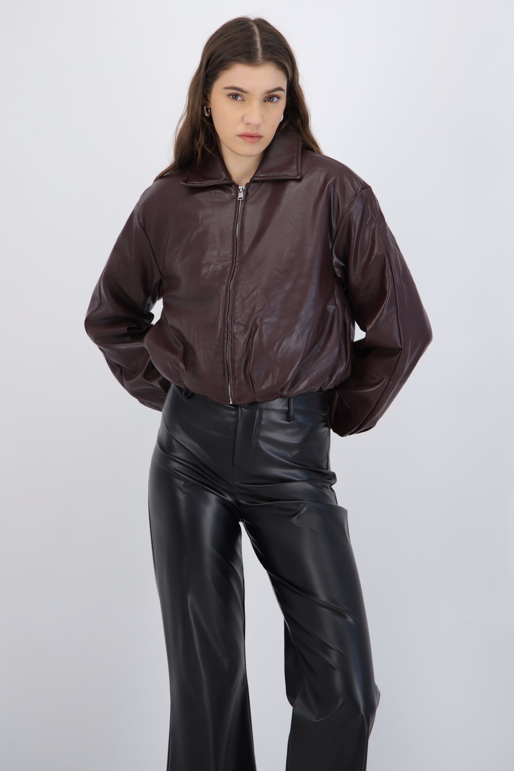 Chamarra bomber PU tacto suave