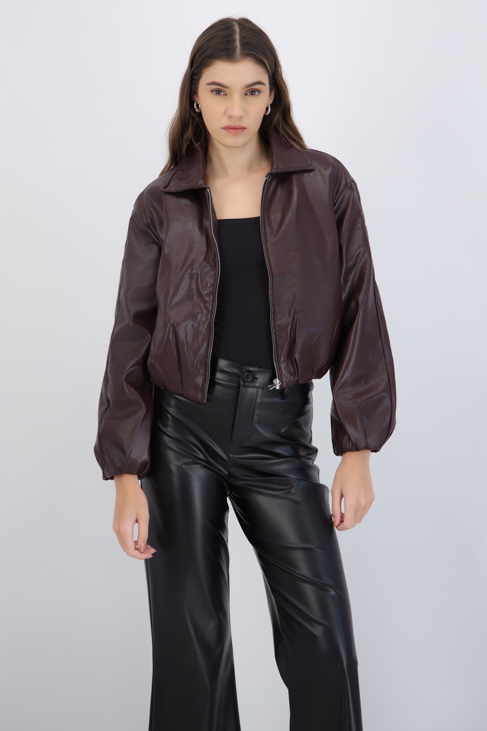 Chamarra bomber PU tacto suave