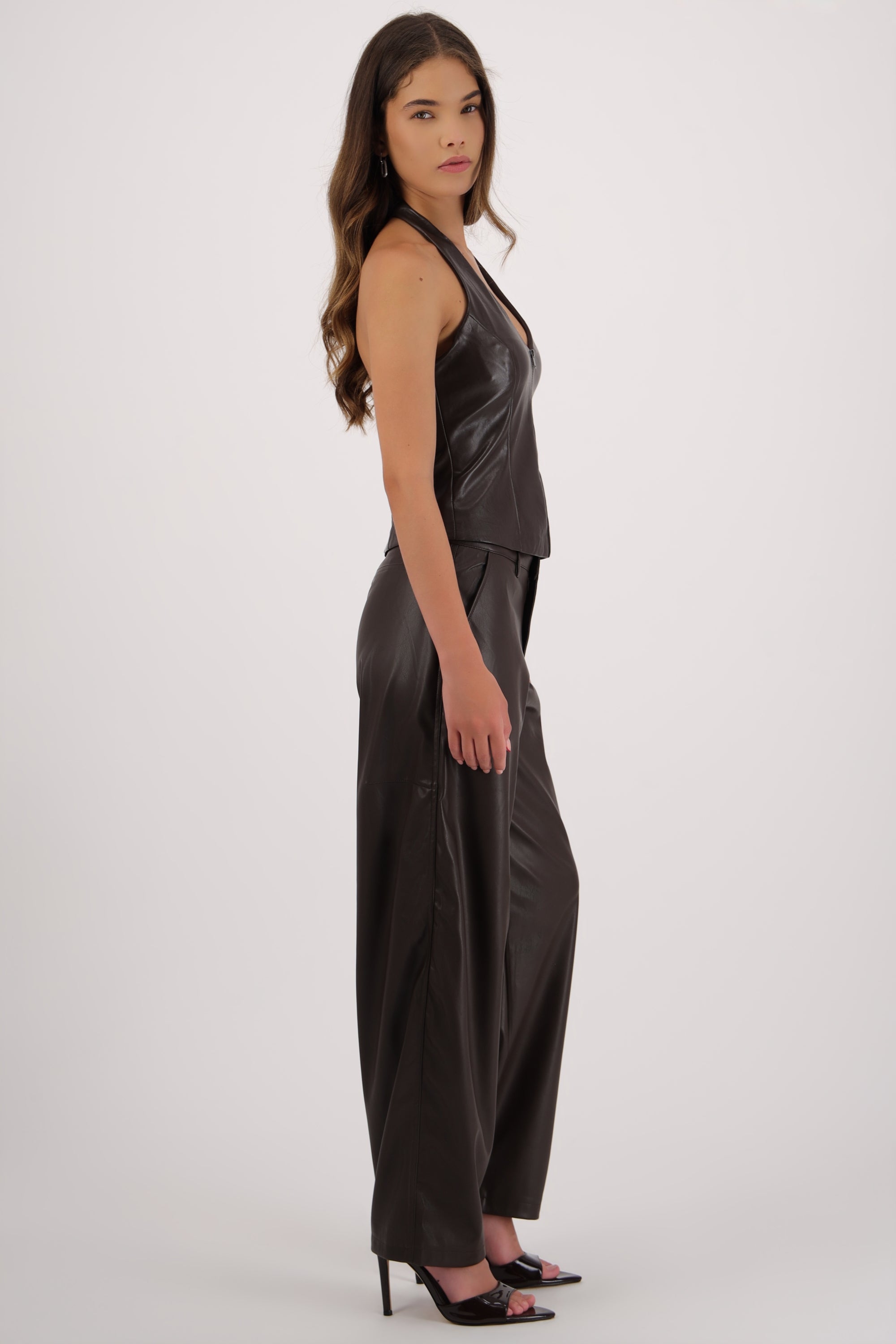 Pantalon balloon liso pu CHOCOLATE