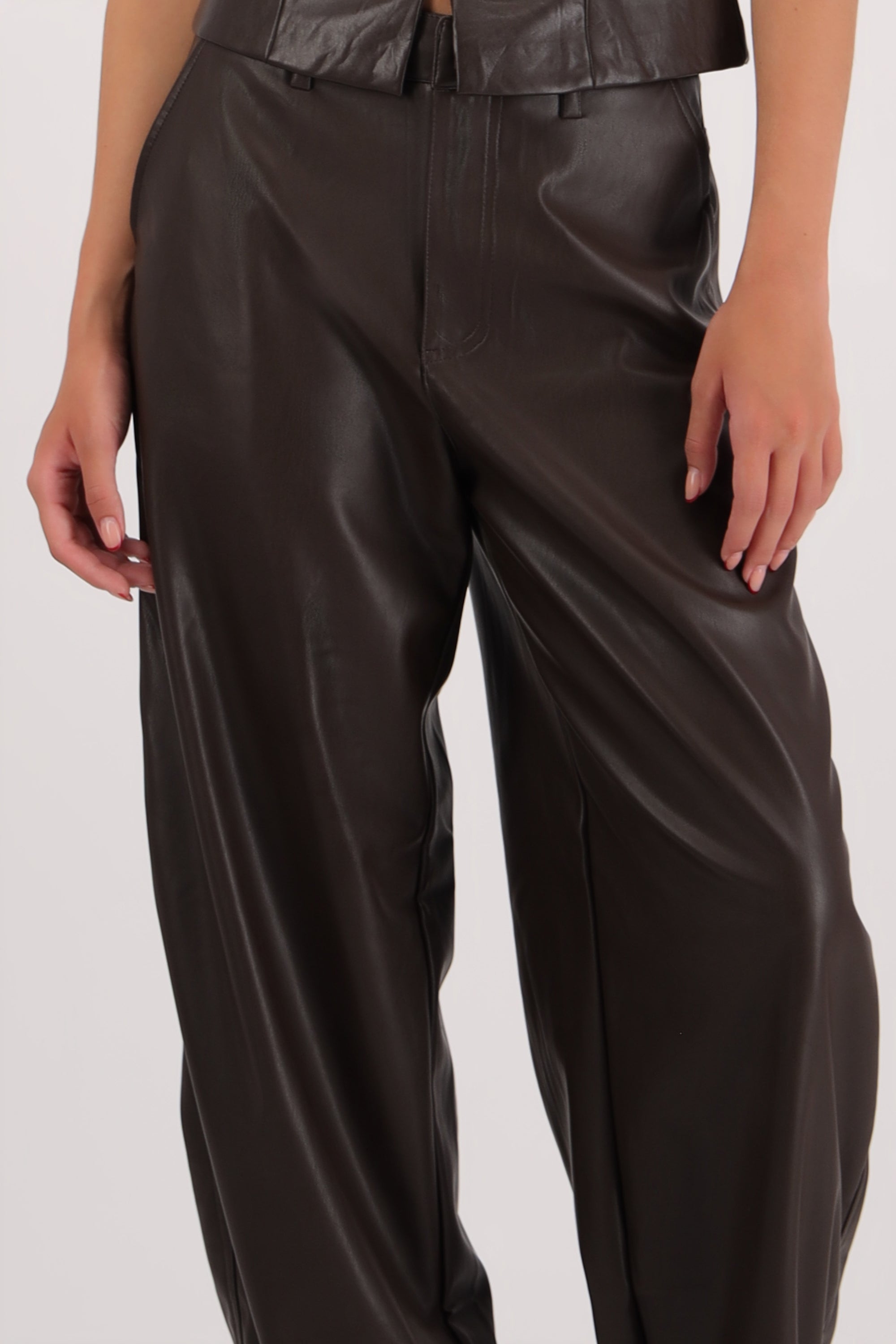 Pantalon balloon liso pu CHOCOLATE