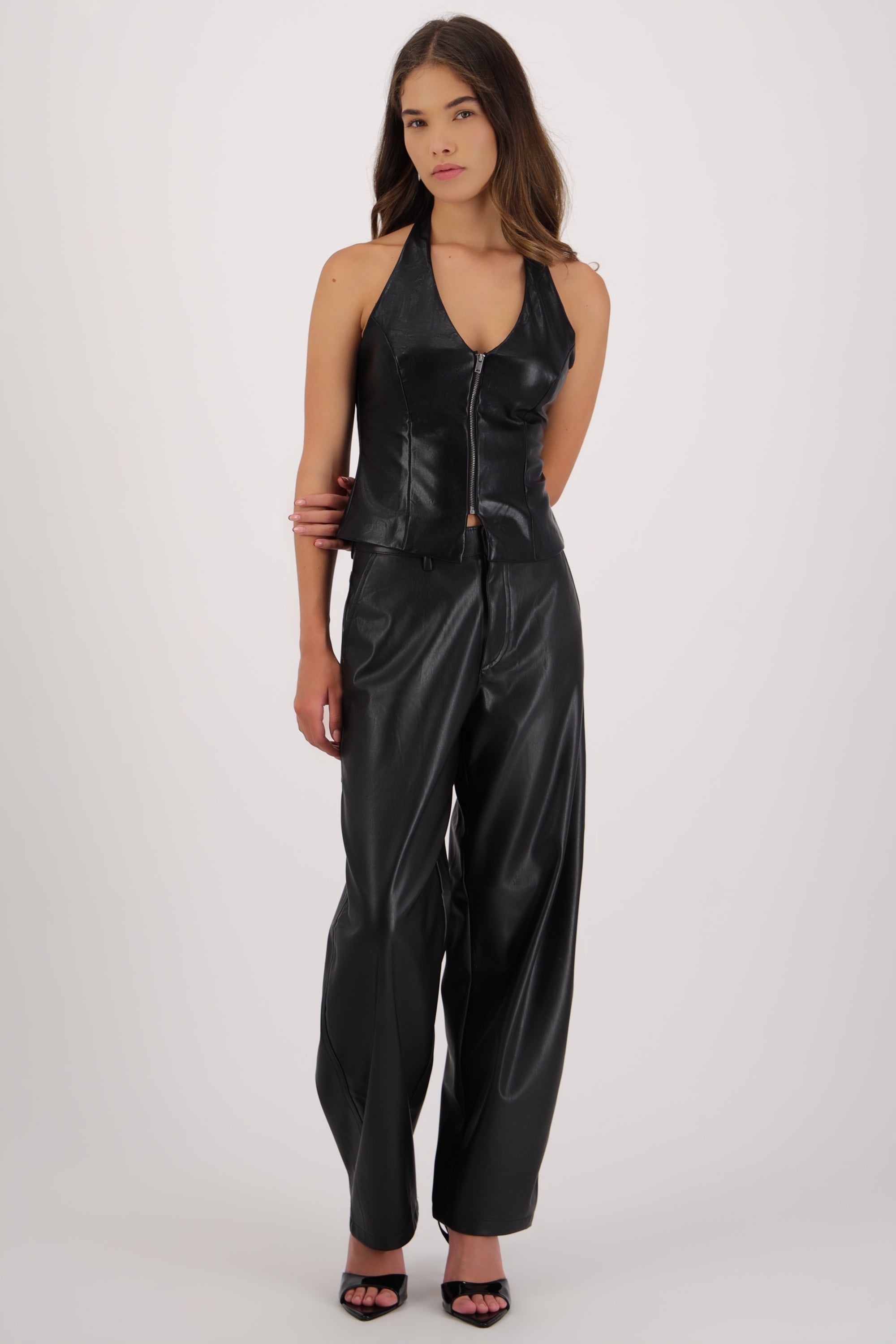 Pantalon balloon liso pu NEGRO
