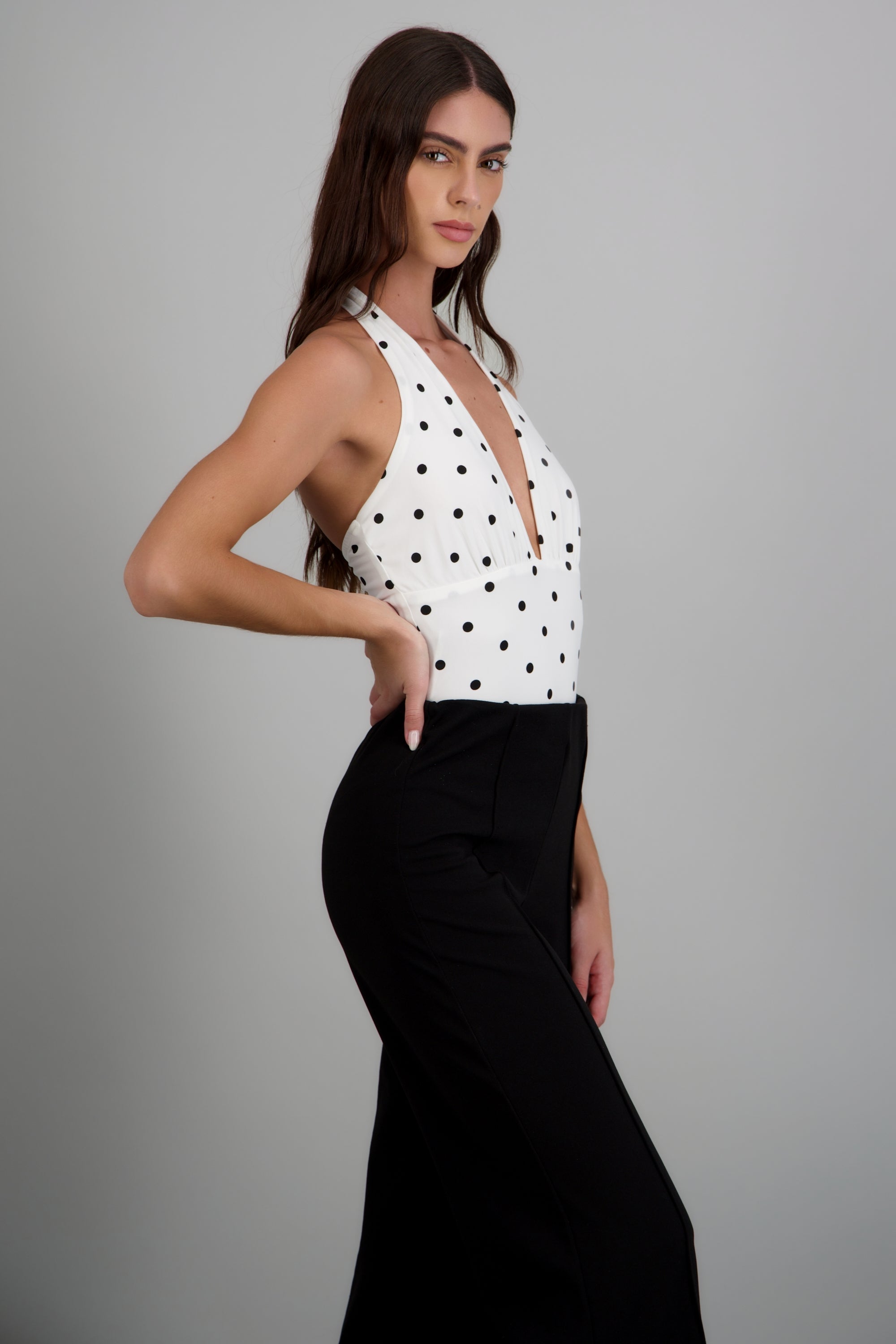 Bodysuit sin mangas polka dots BLANCO COMBO