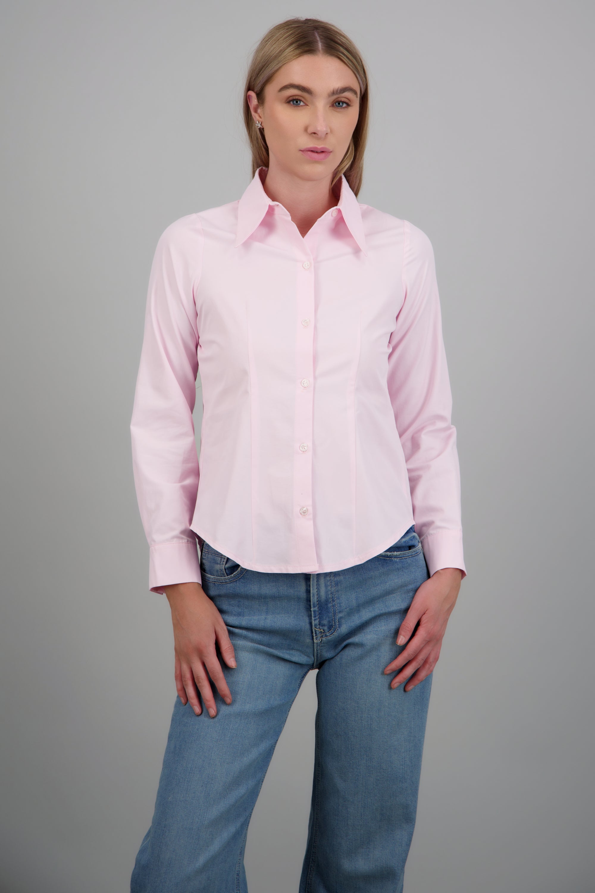 Camisa lisa detalle pinzas ROSA PASTEL