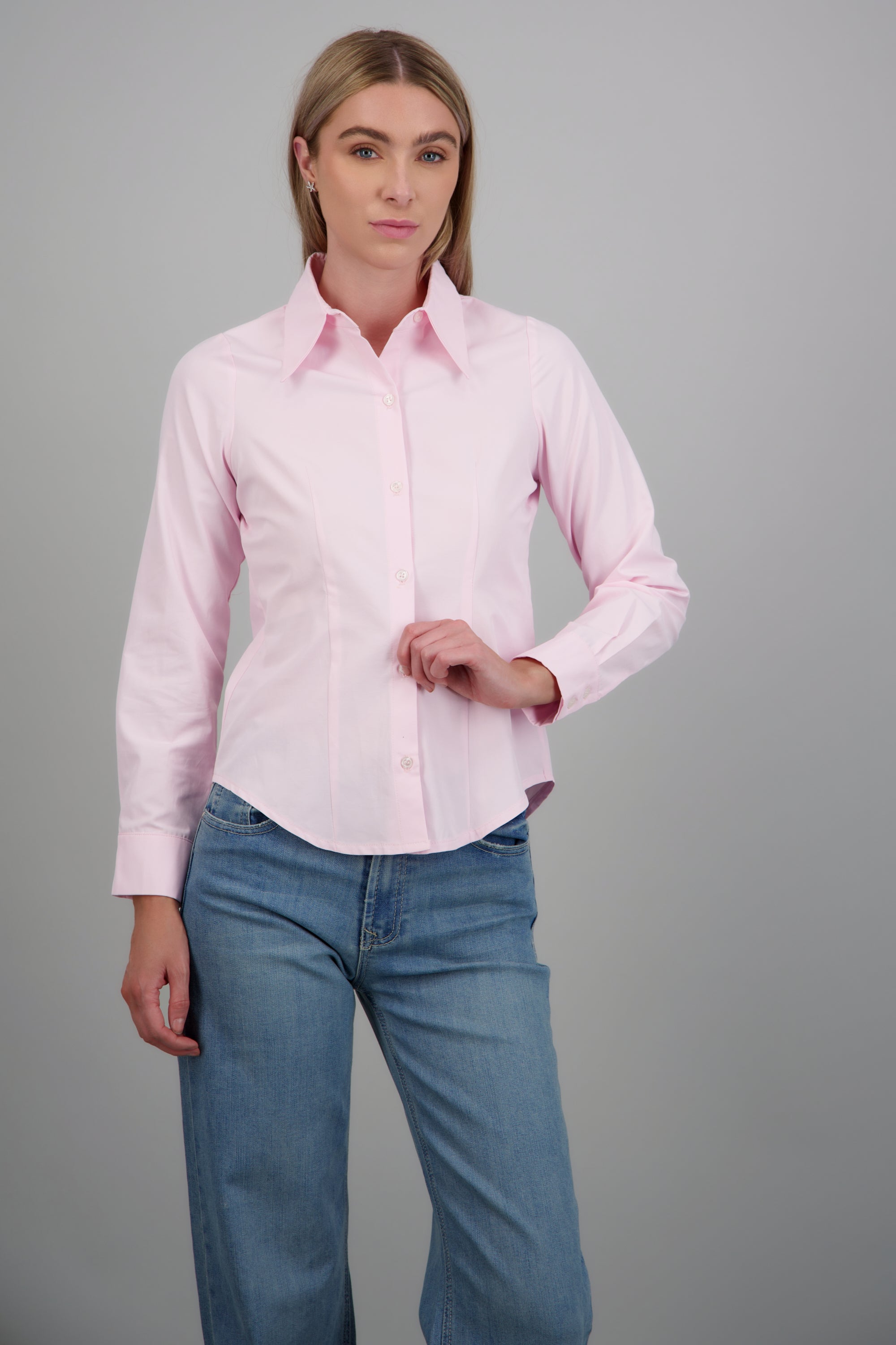 Camisa lisa detalle pinzas ROSA PASTEL