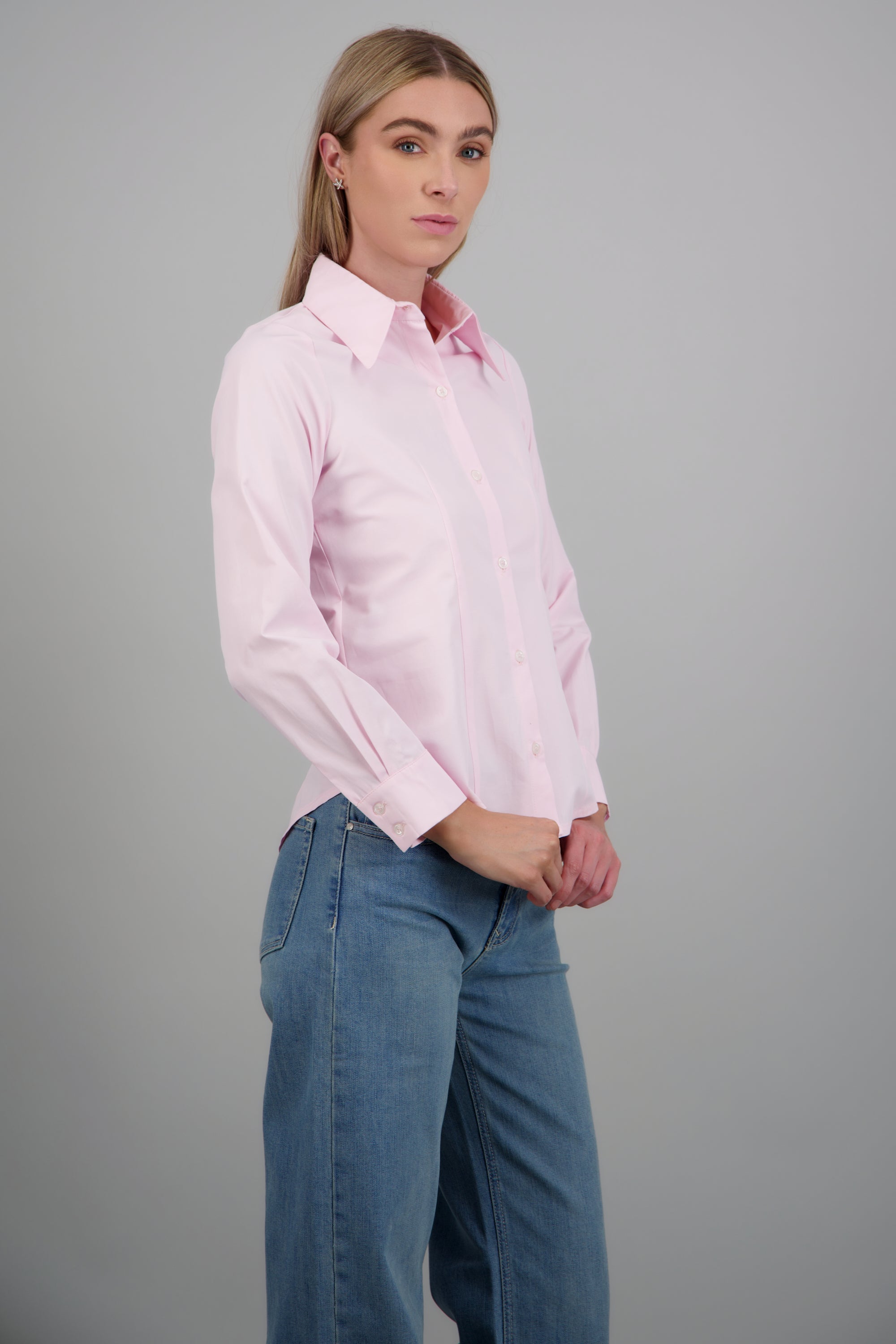 Camisa lisa detalle pinzas ROSA PASTEL
