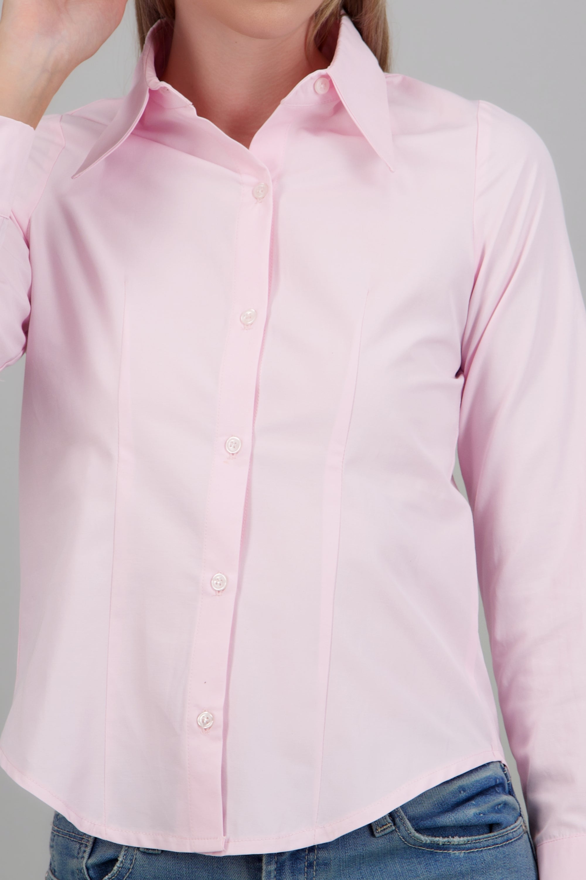 Camisa lisa detalle pinzas ROSA PASTEL