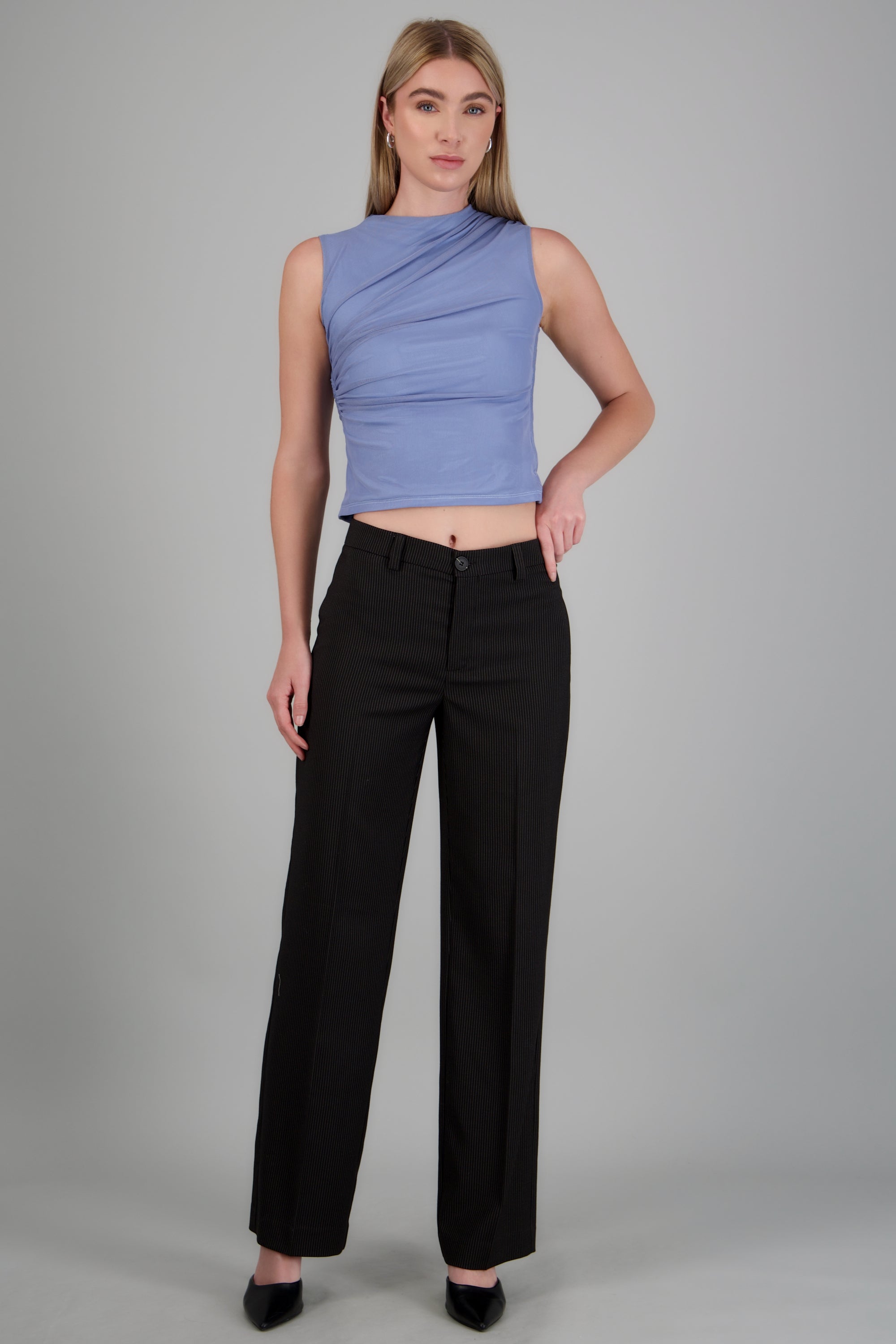 Pantalon rayas recto NEGRO COMBO