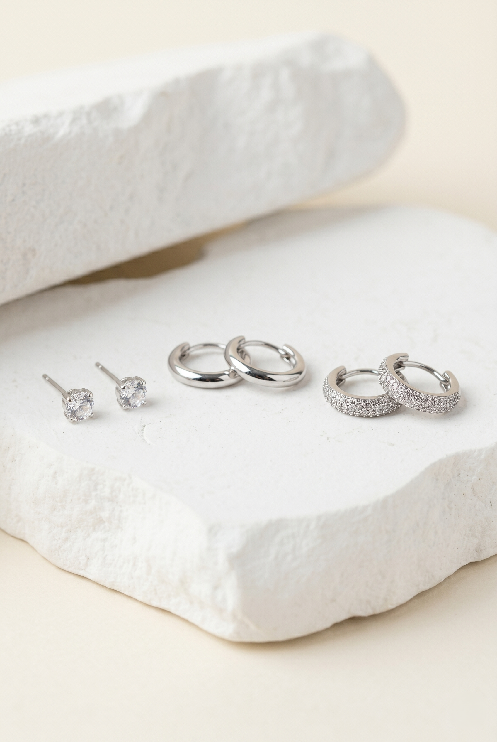 Set 3 pares arracadas sencillas pq PLATA