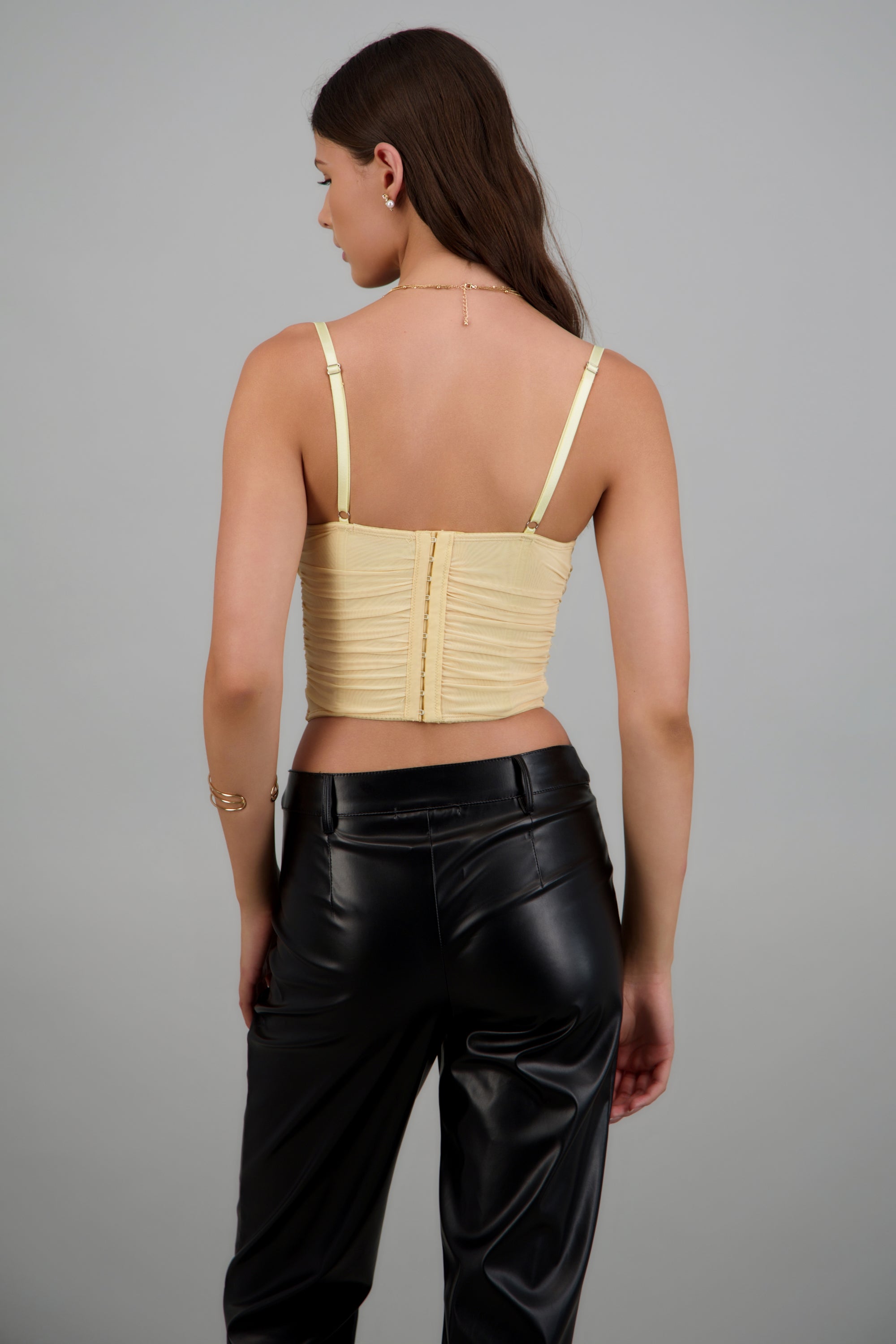 Top corset mesh varillas AMARILLO PASTEL
