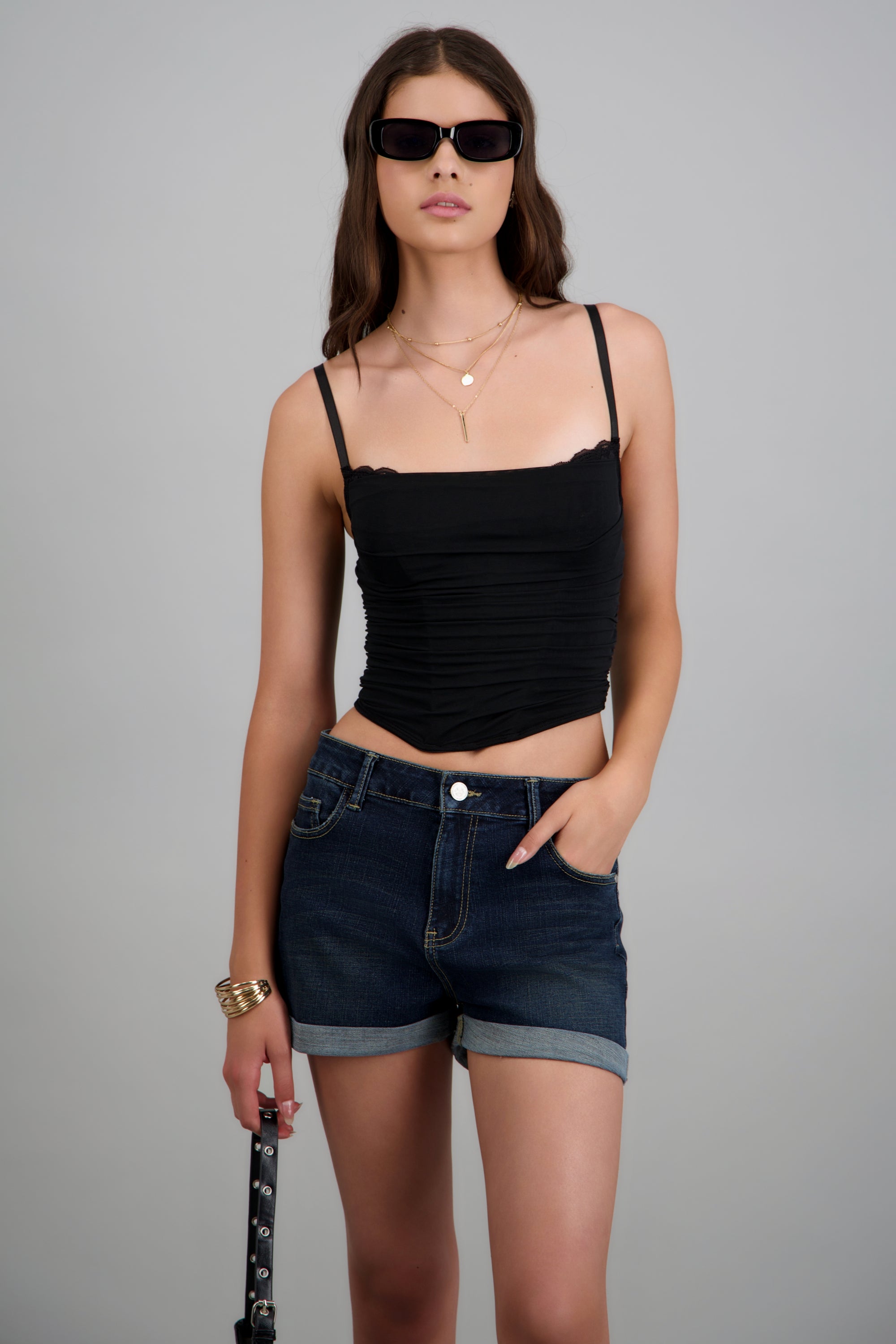 Top corset mesh varillas NEGRO