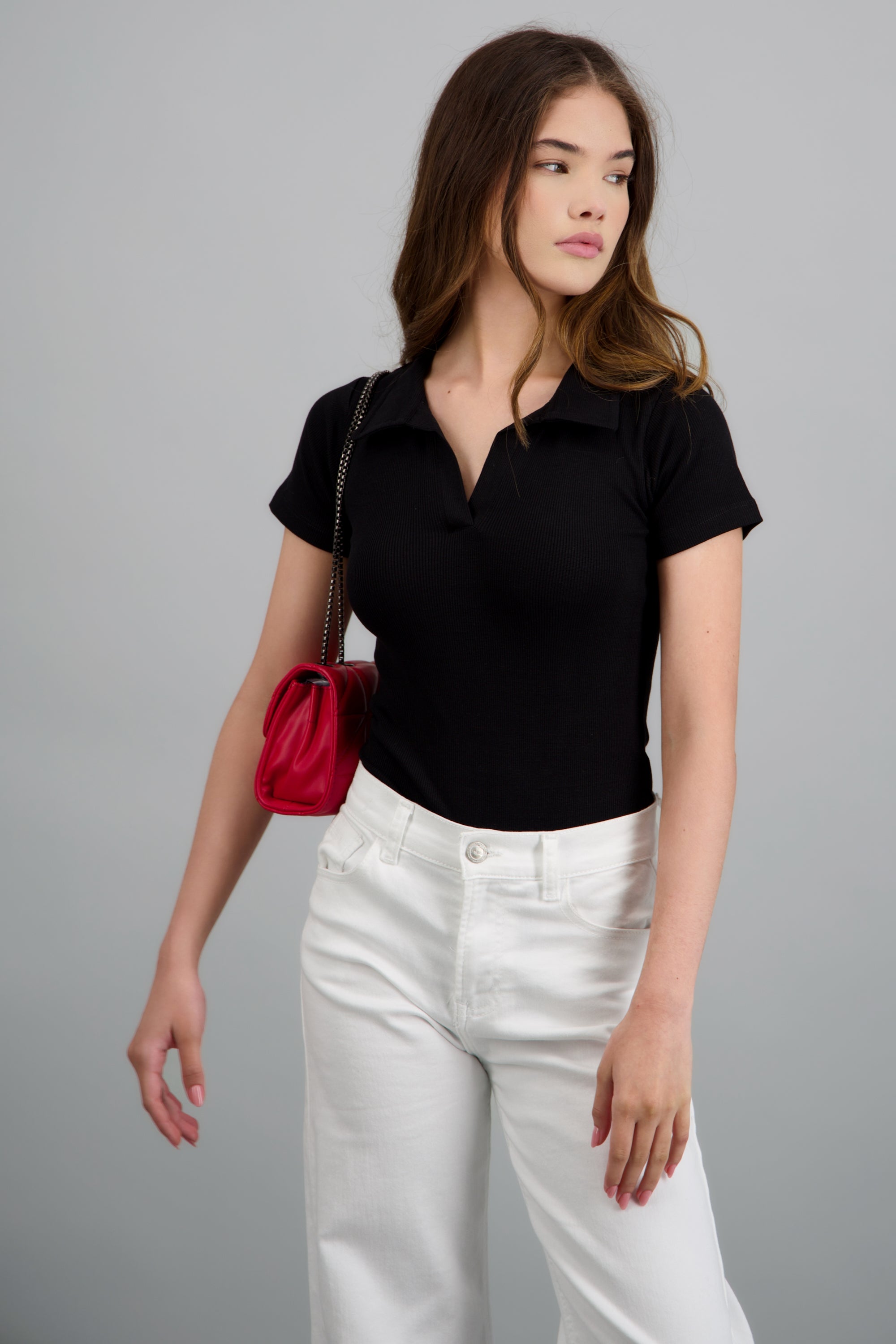 Bodysuit polo manga corta NEGRO