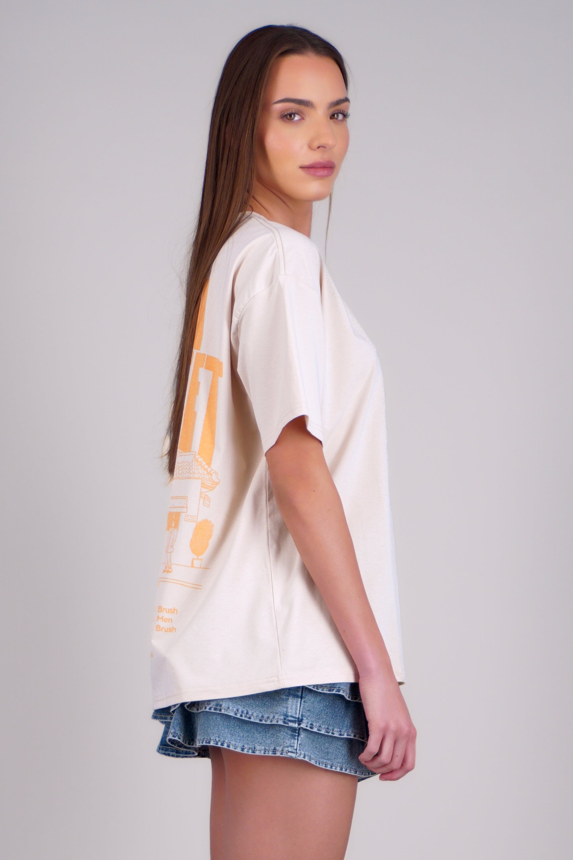 Playera manga corta urban street BEIGE