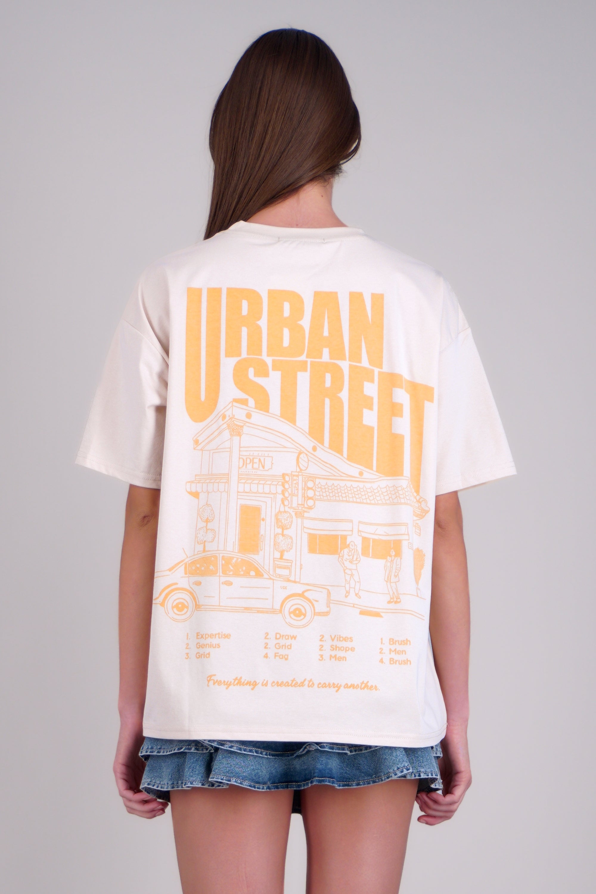 Playera manga corta urban street BEIGE