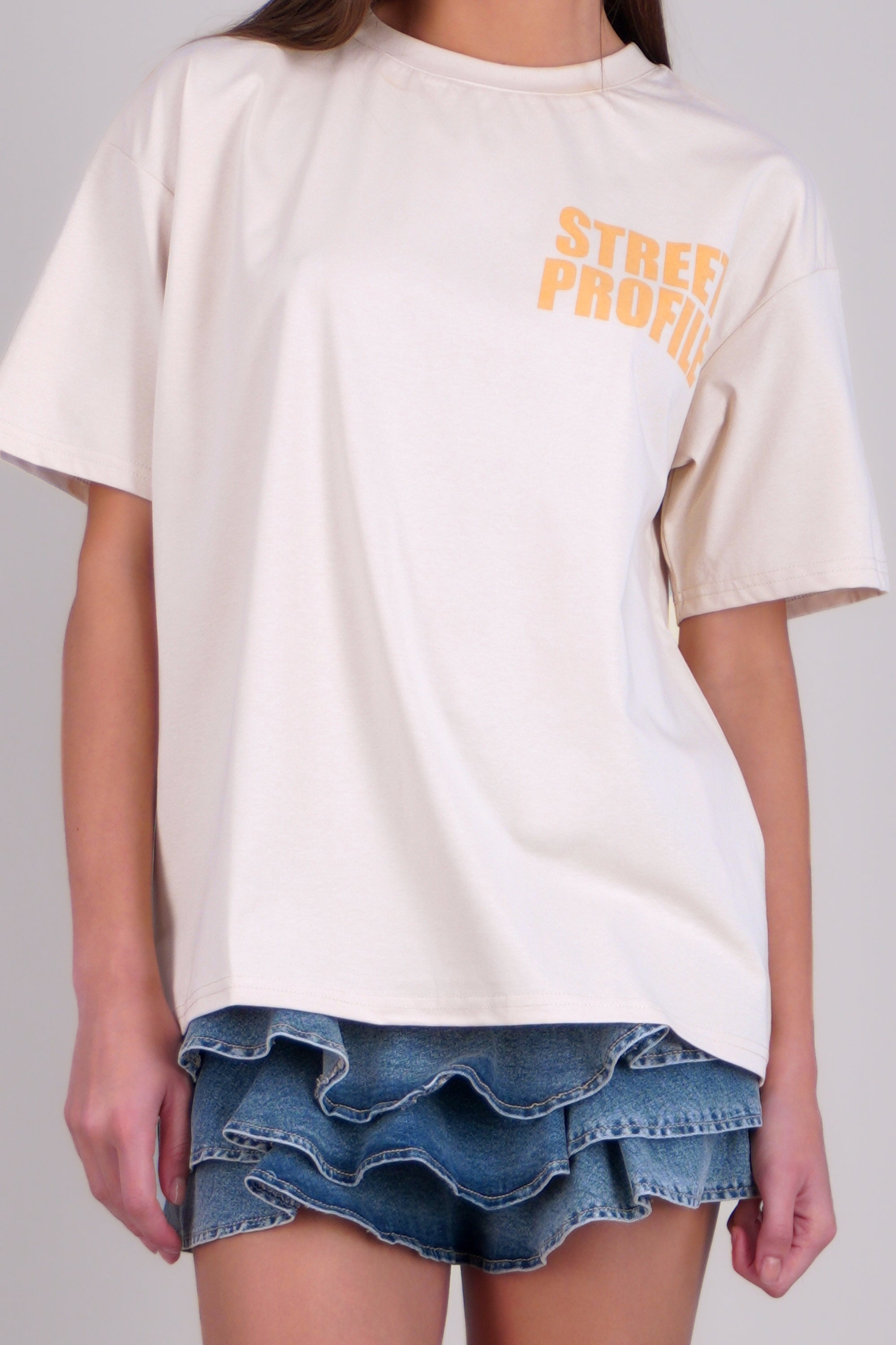 Playera manga corta urban street BEIGE