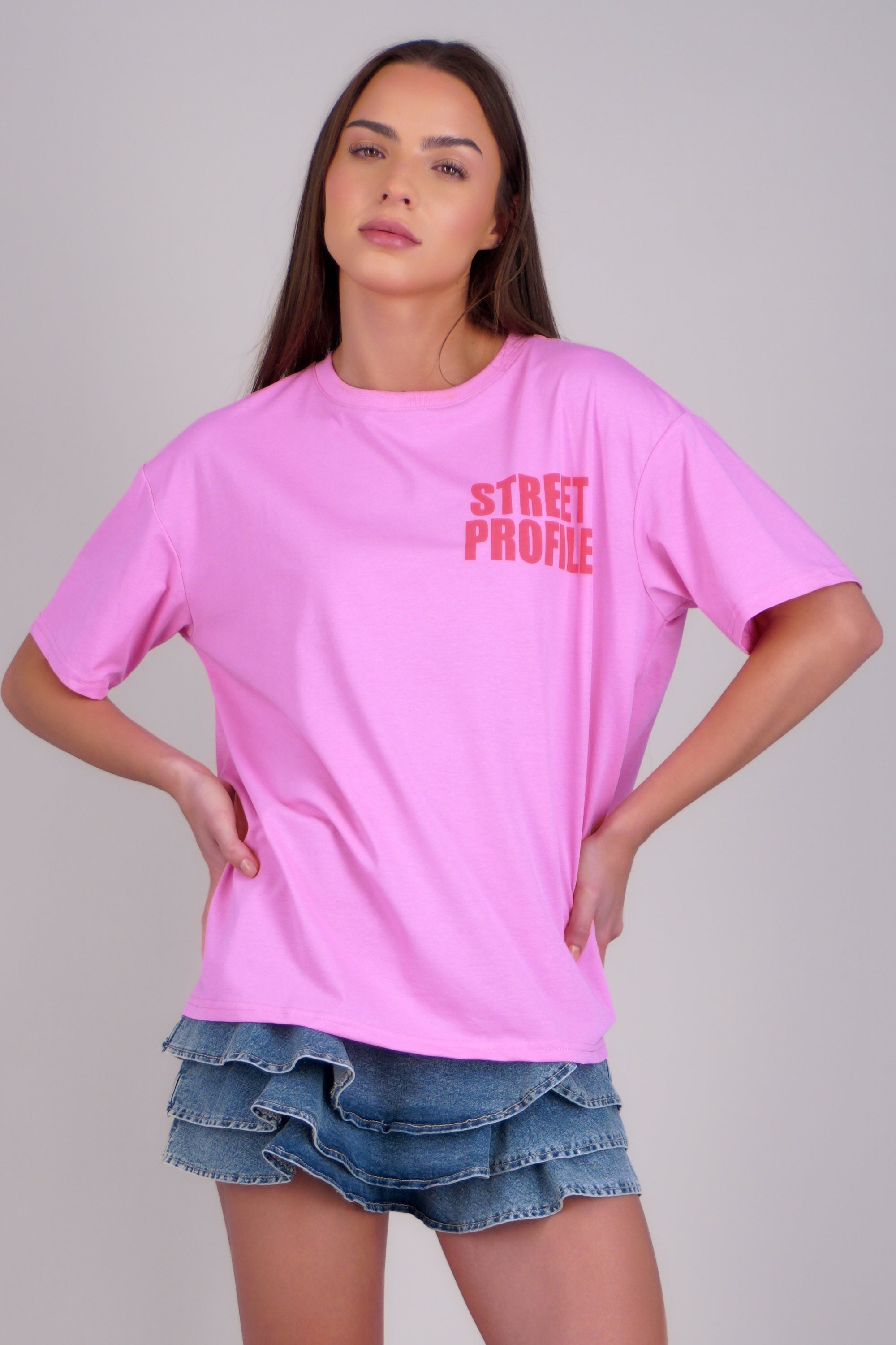 Playera manga corta urban street ROSA COMBO