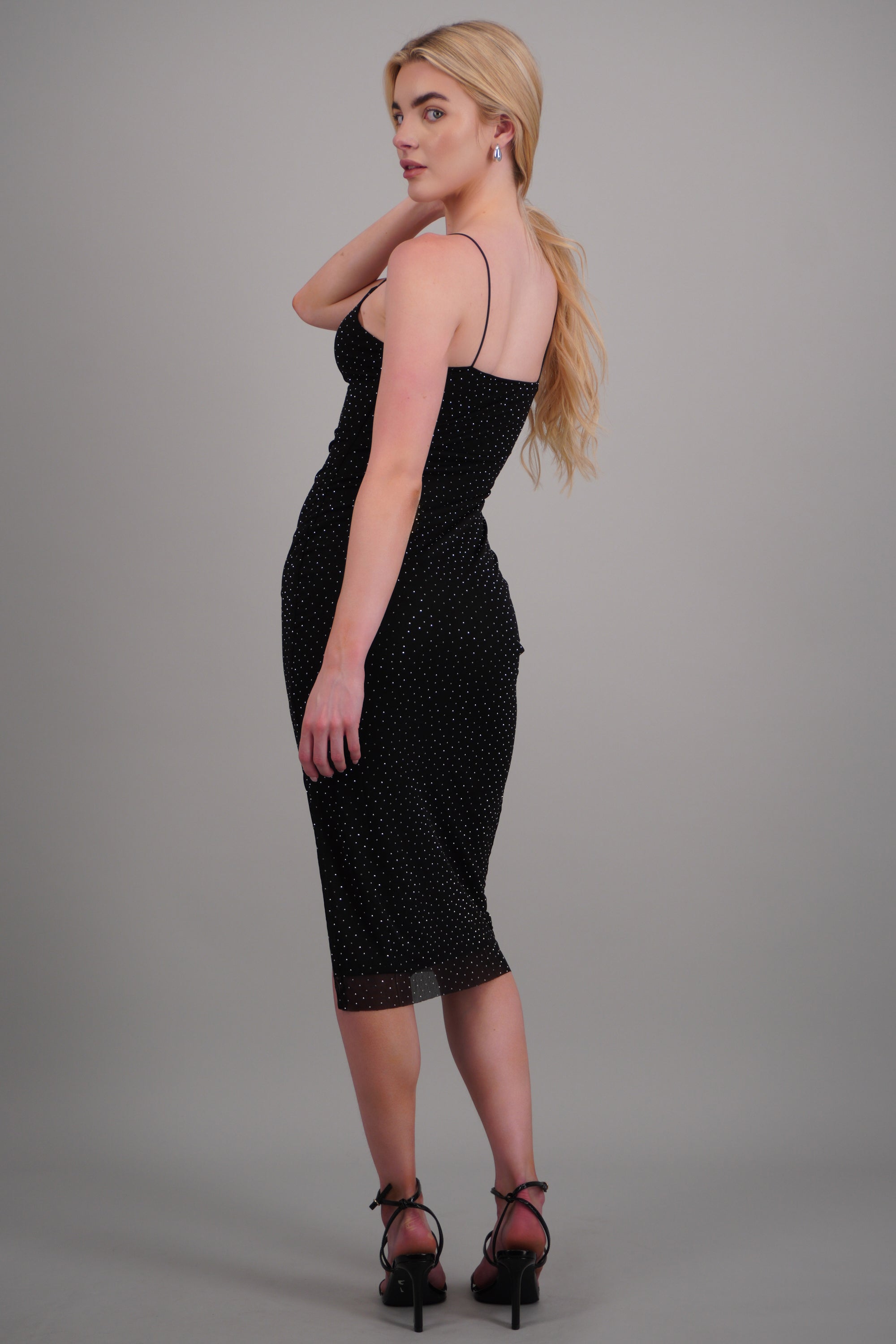 Vestido maxi tirantes detalle brillo NEGRO
