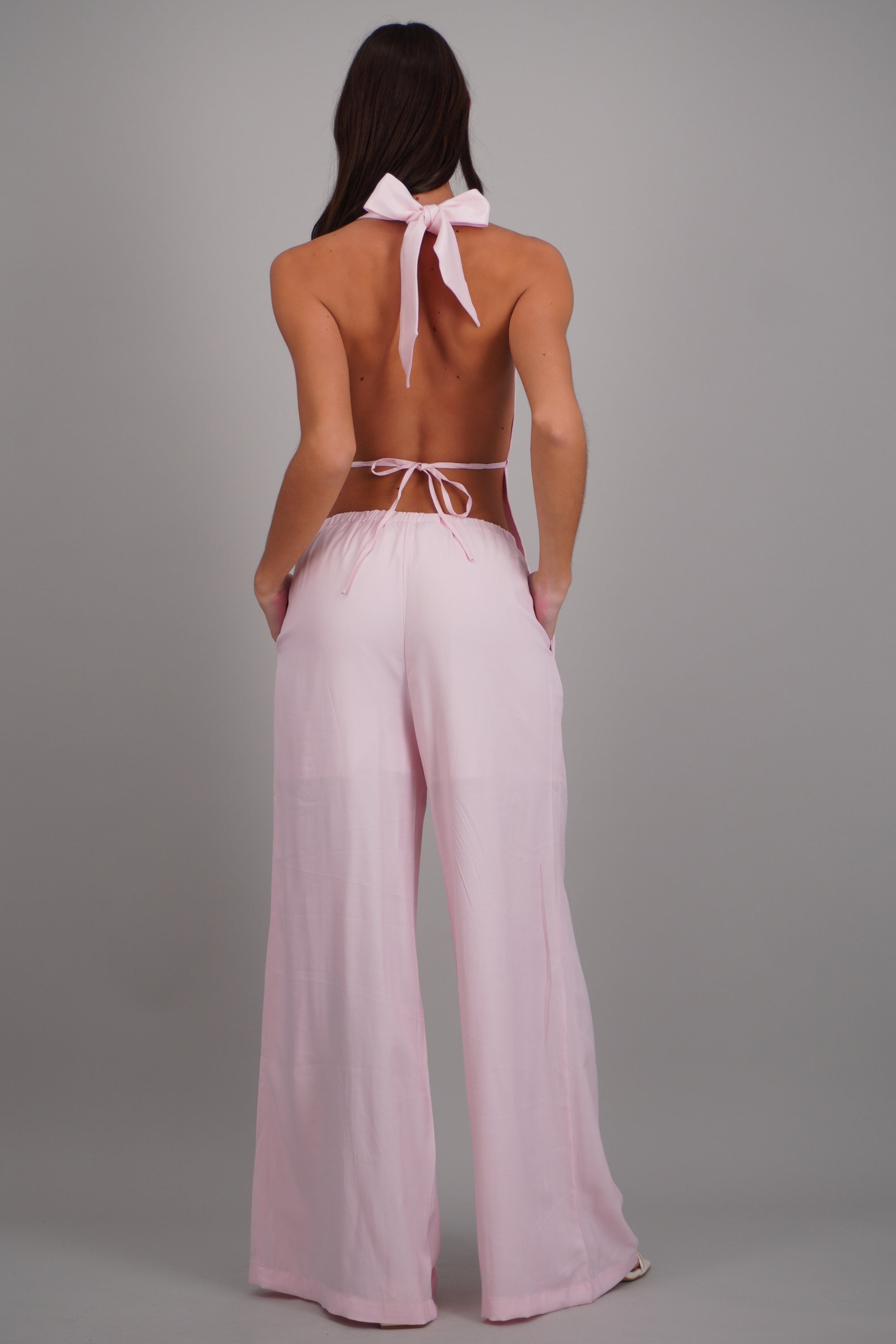 Pantalon amplio detalle resorte ROSA PASTEL