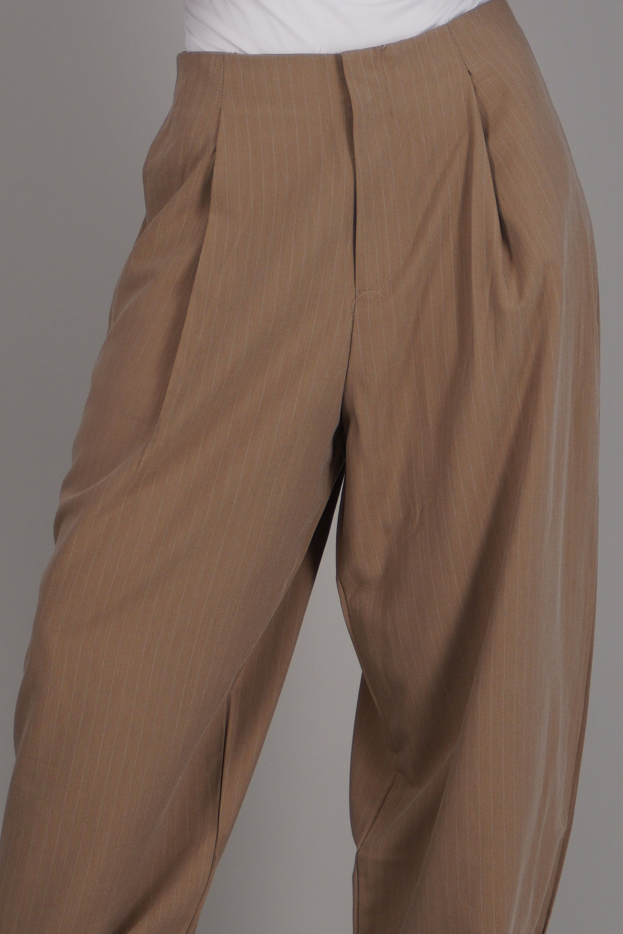 Pantalon globo de vestir rayas BEIGE