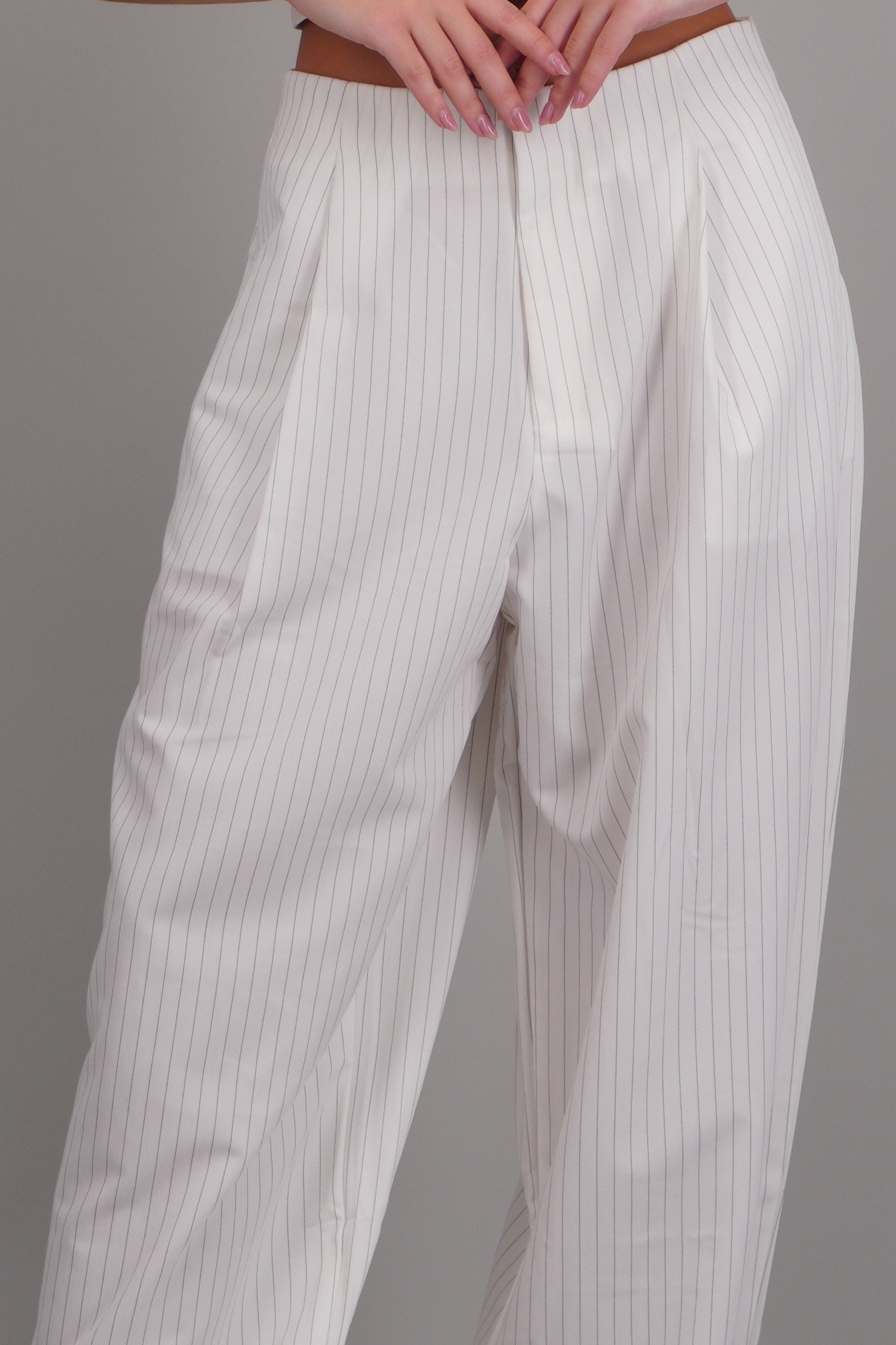 Pantalon globo de vestir rayas BLANCO