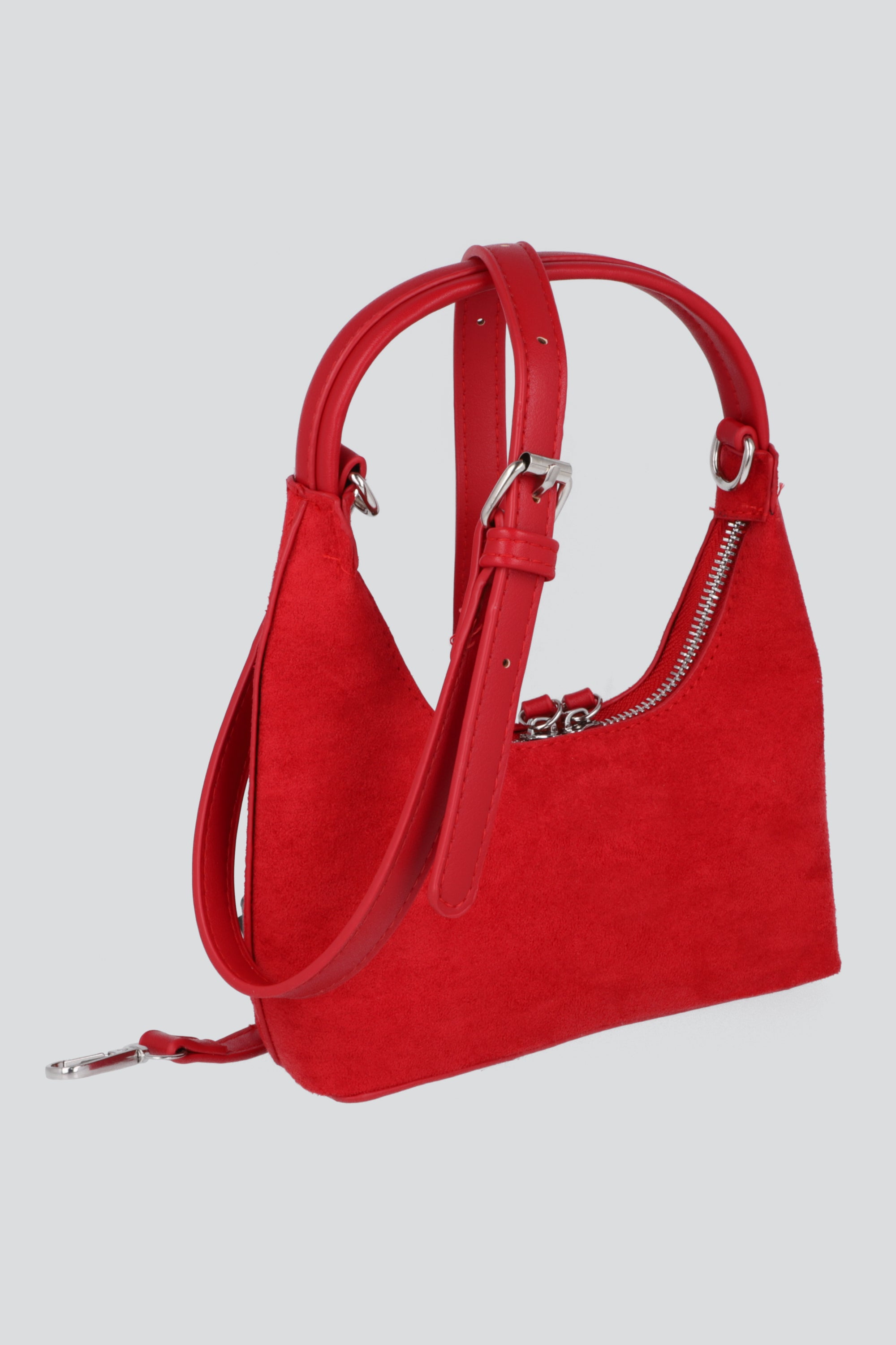 Bolsa suede cierres ROJO
