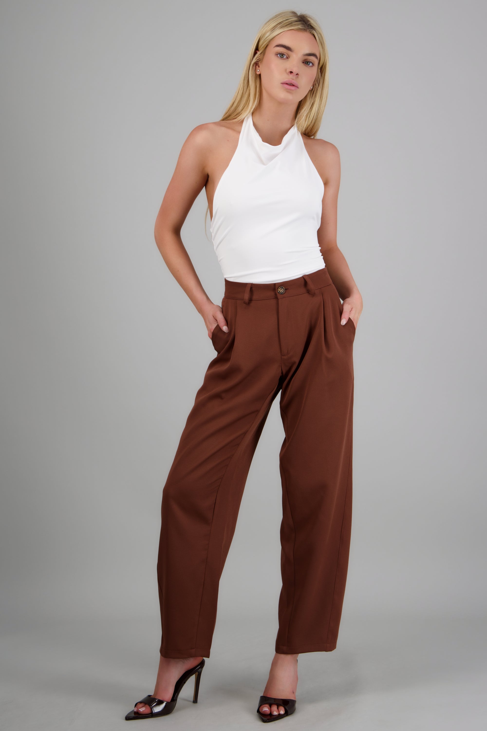 Pantalon balloon sastreado CHOCOLATE