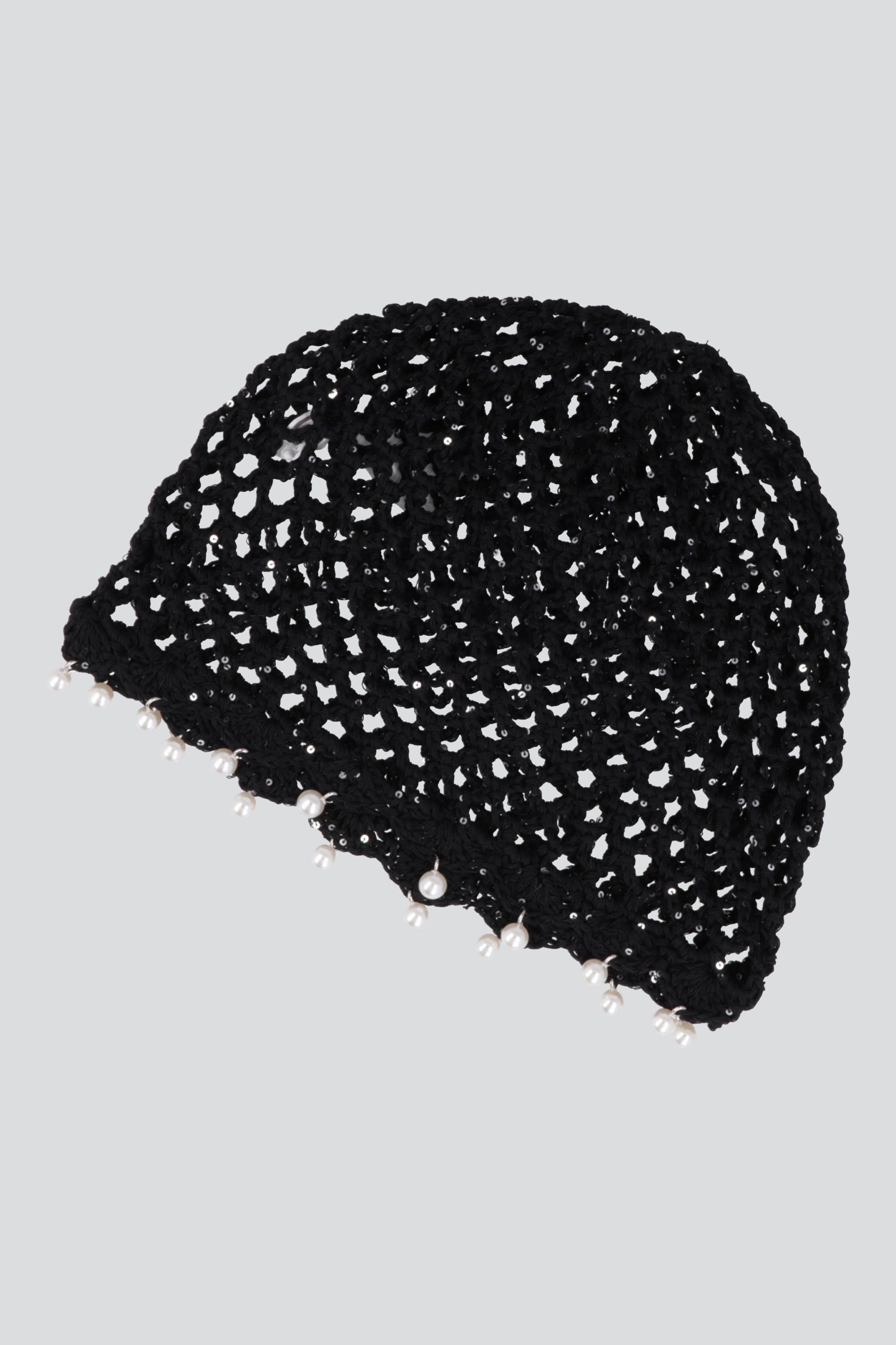 Gorro crochet perlas NEGRO