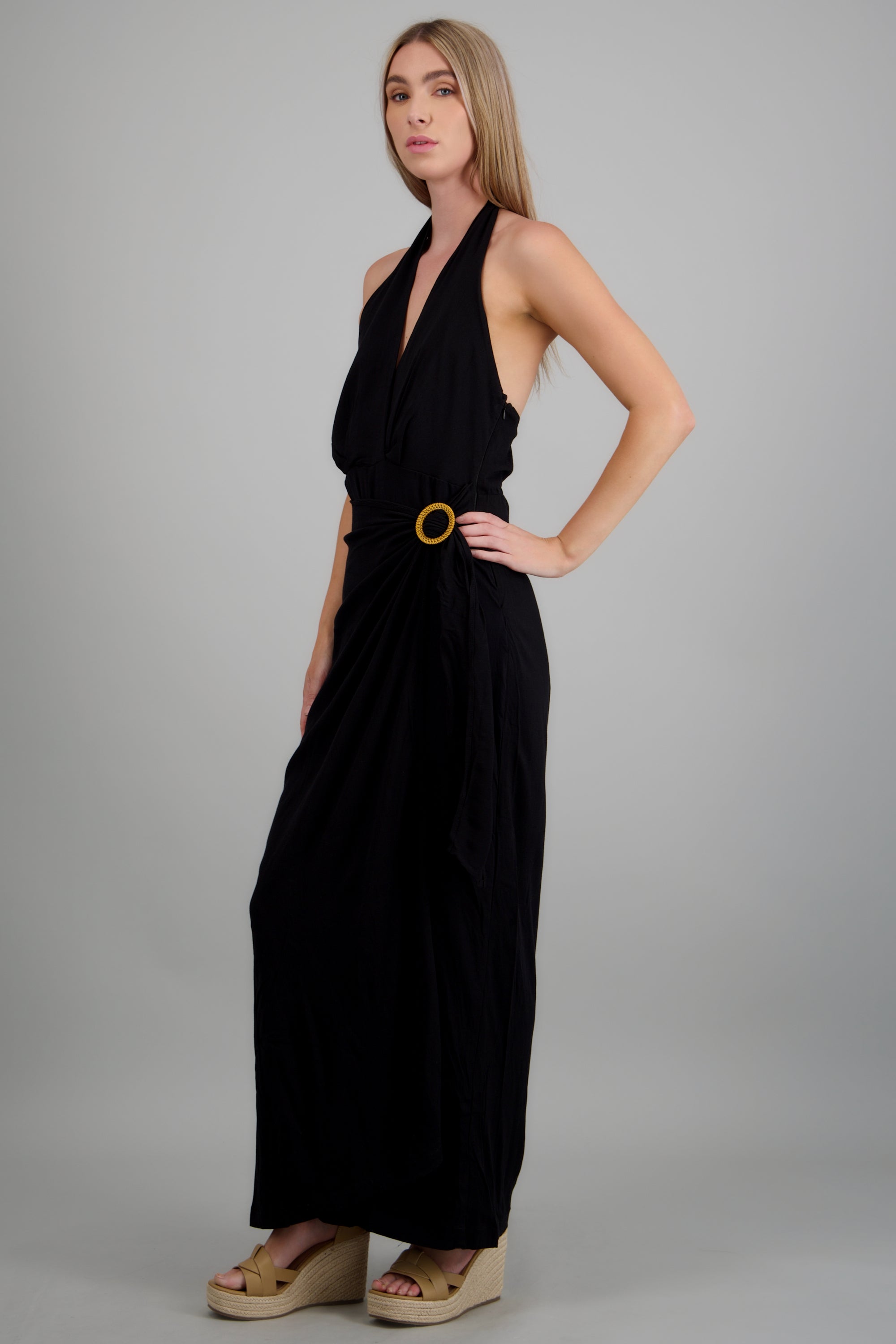 Jumpsuit detalle tela argolla NEGRO