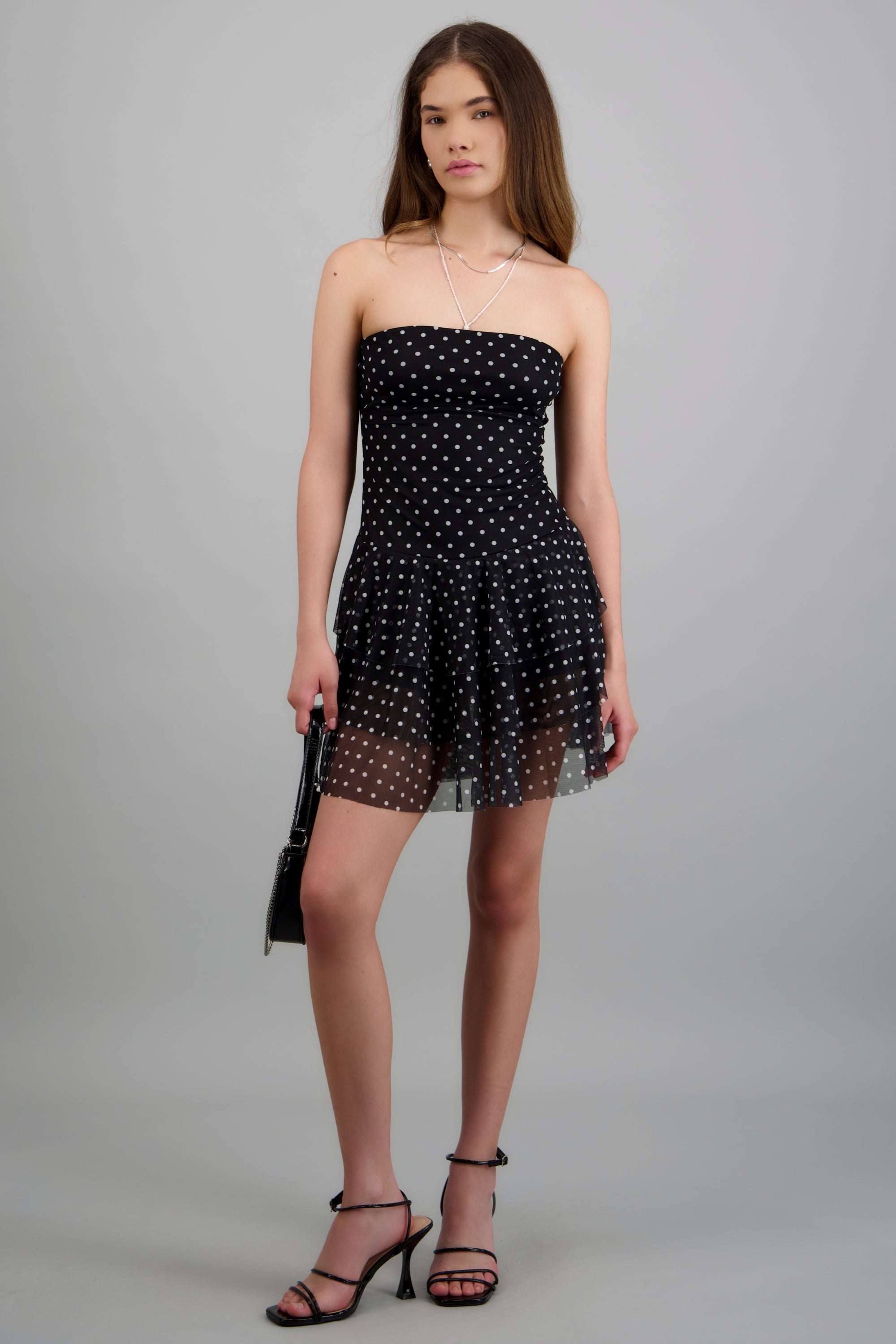 Vestido bandeau mesh olanes NEGRO COMBO