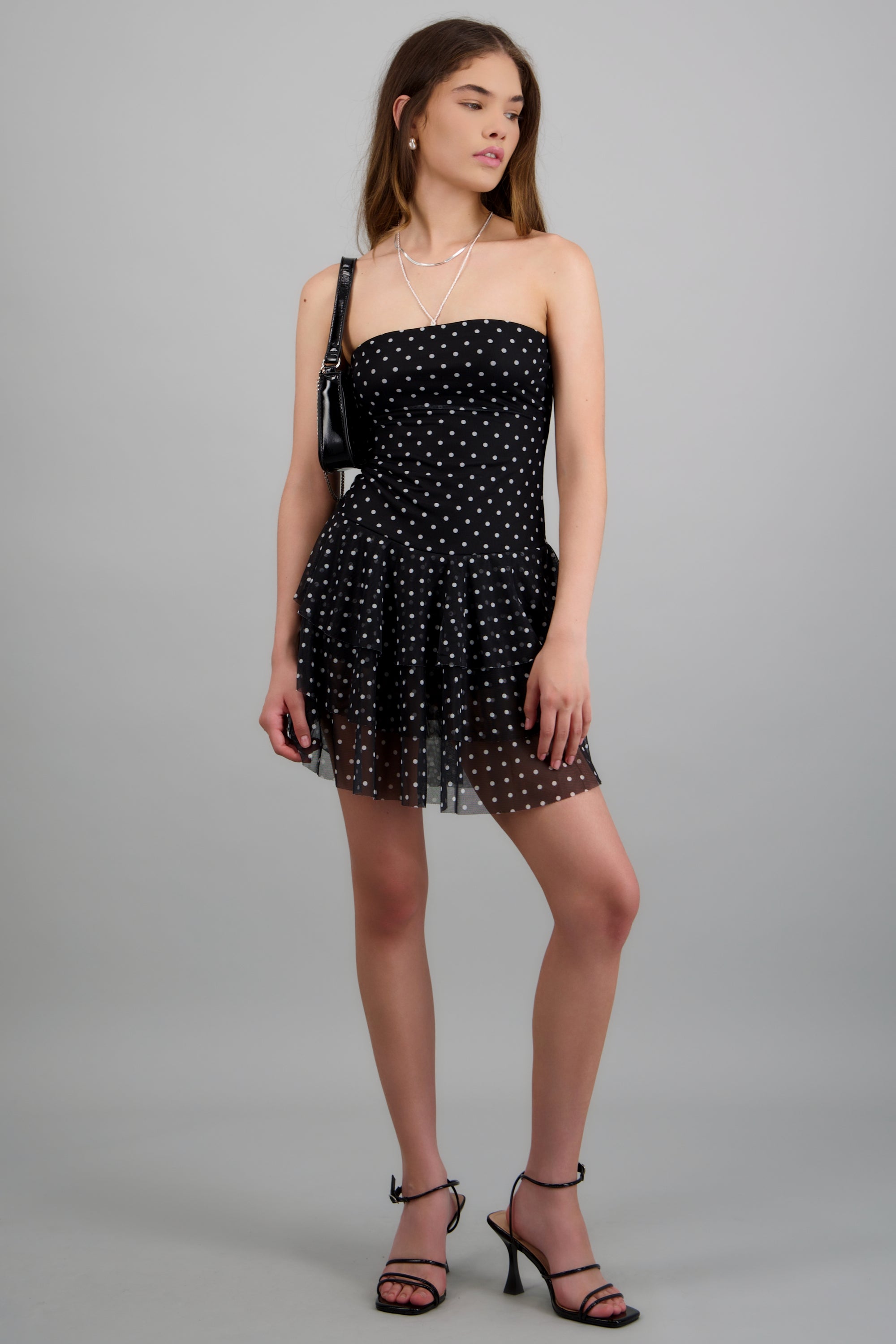 Vestido bandeau mesh olanes NEGRO COMBO