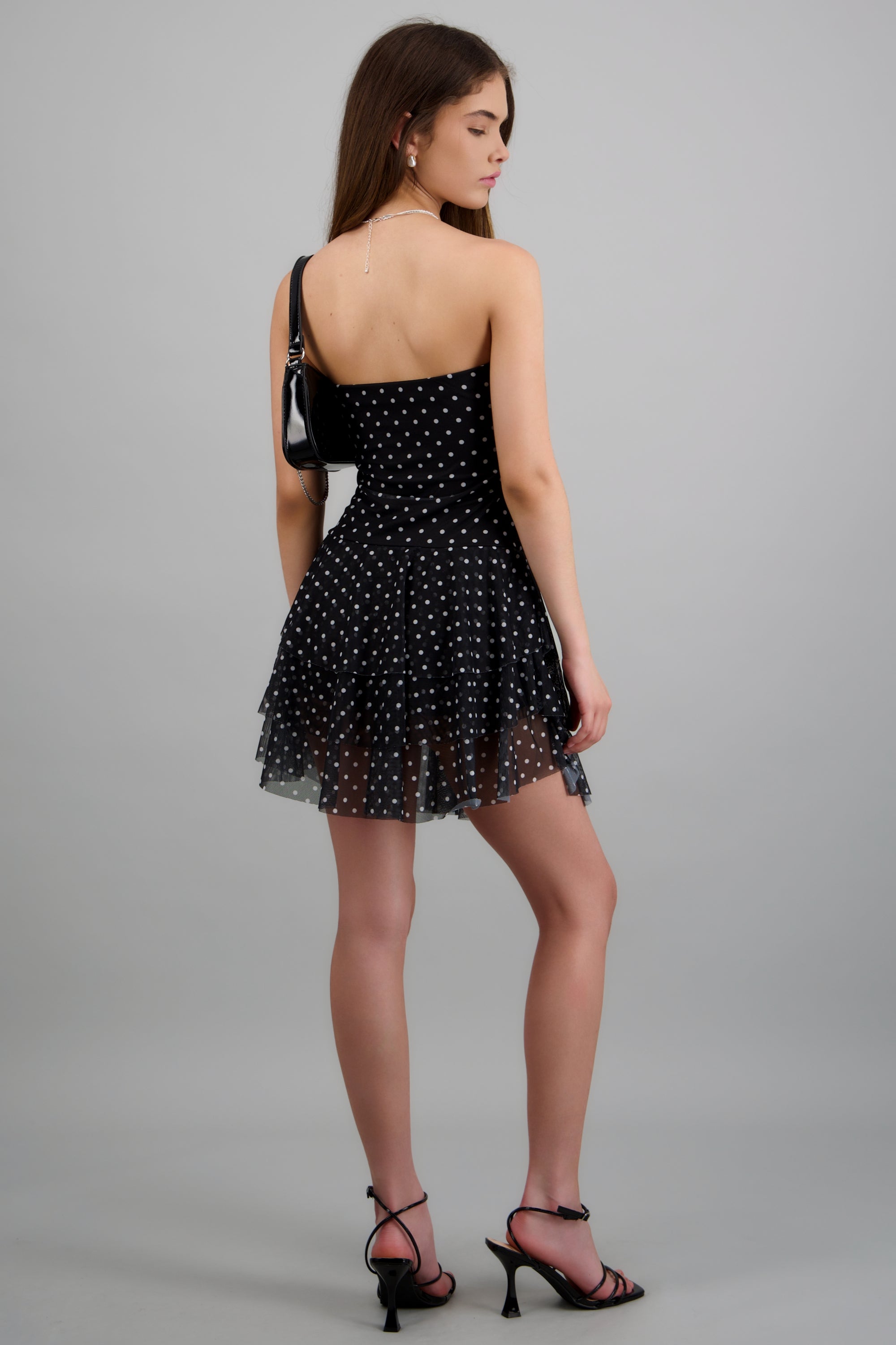 Vestido bandeau mesh olanes NEGRO COMBO