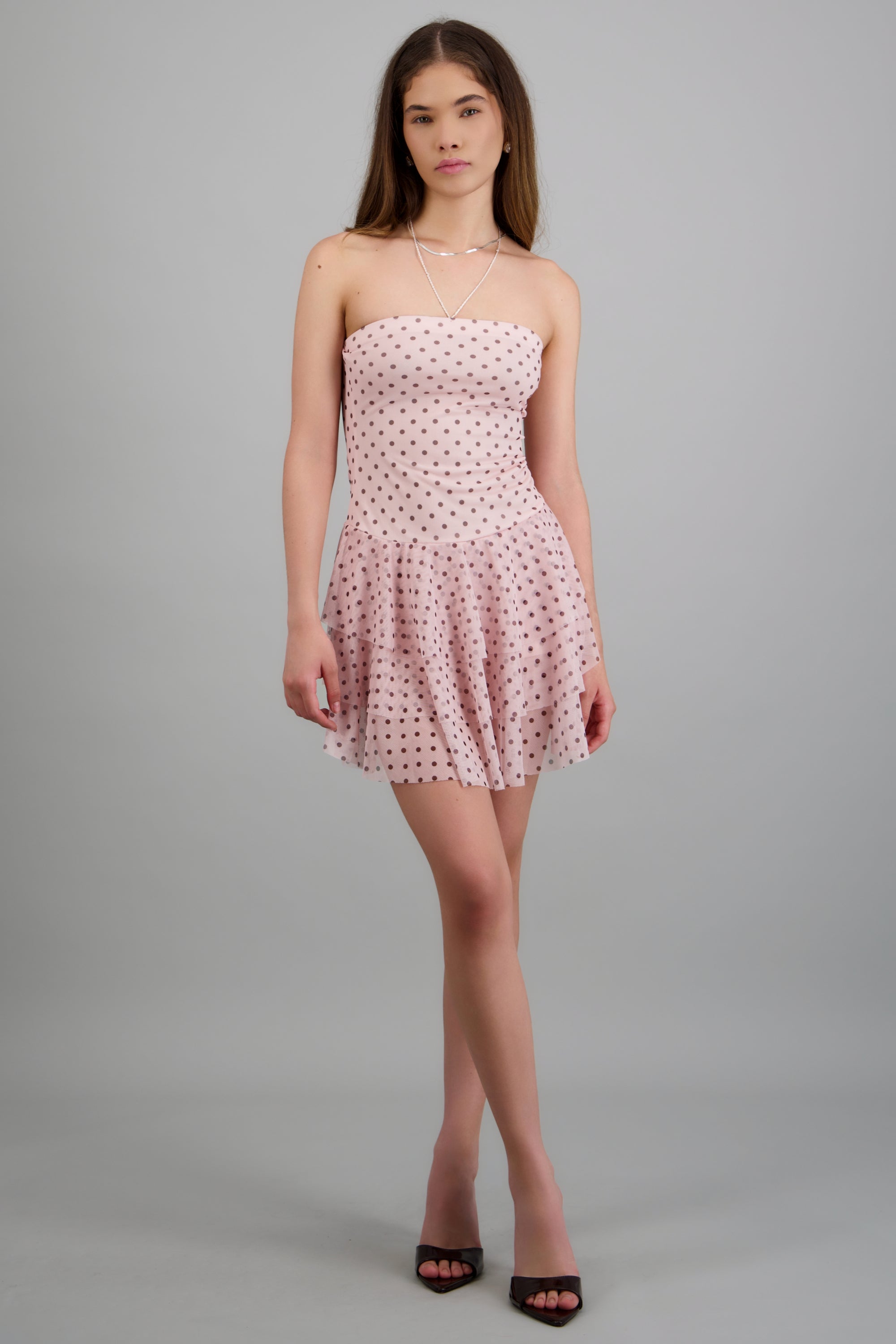 Vestido bandeau mesh olanes ROSA COMBO