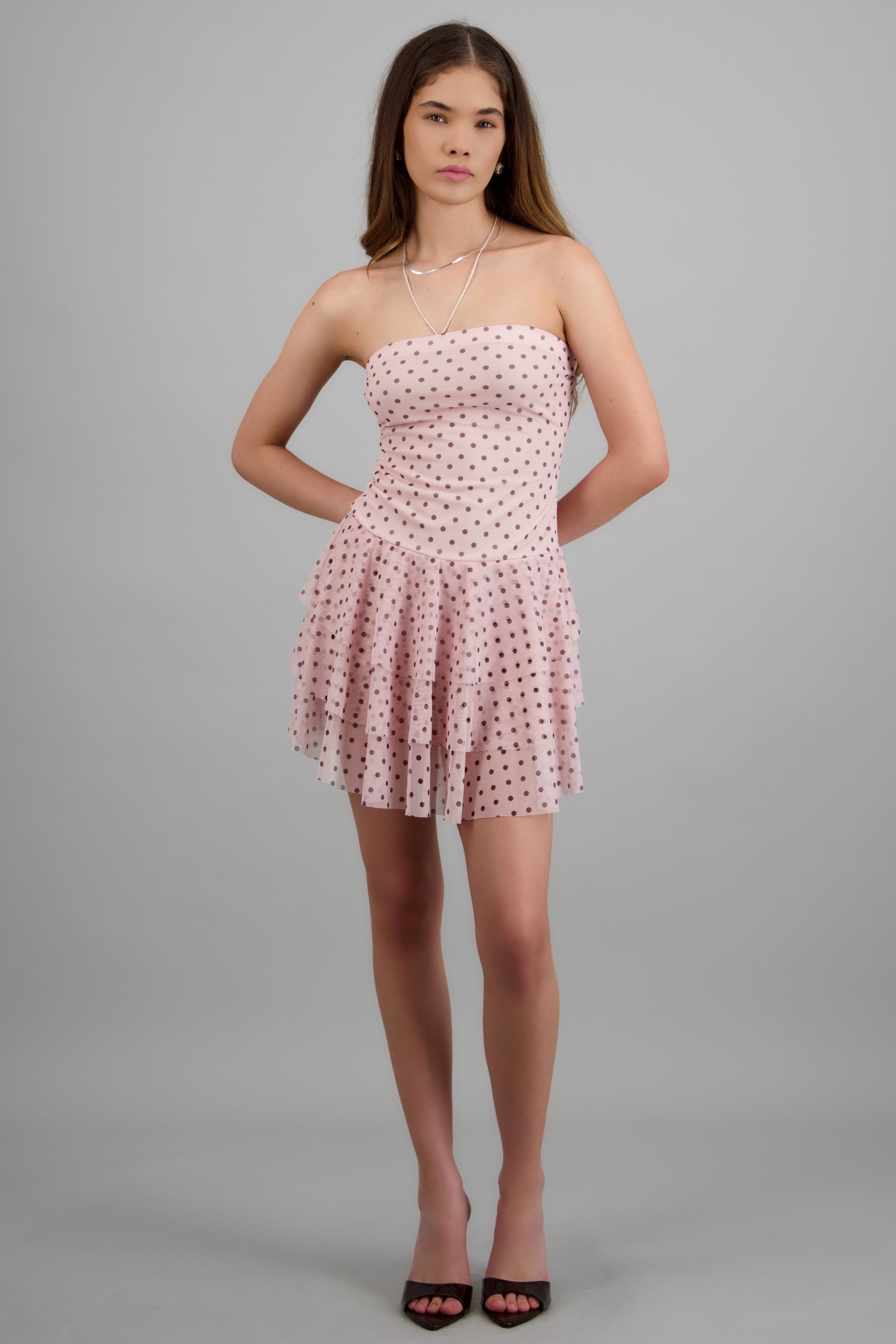 Vestido bandeau mesh olanes ROSA COMBO
