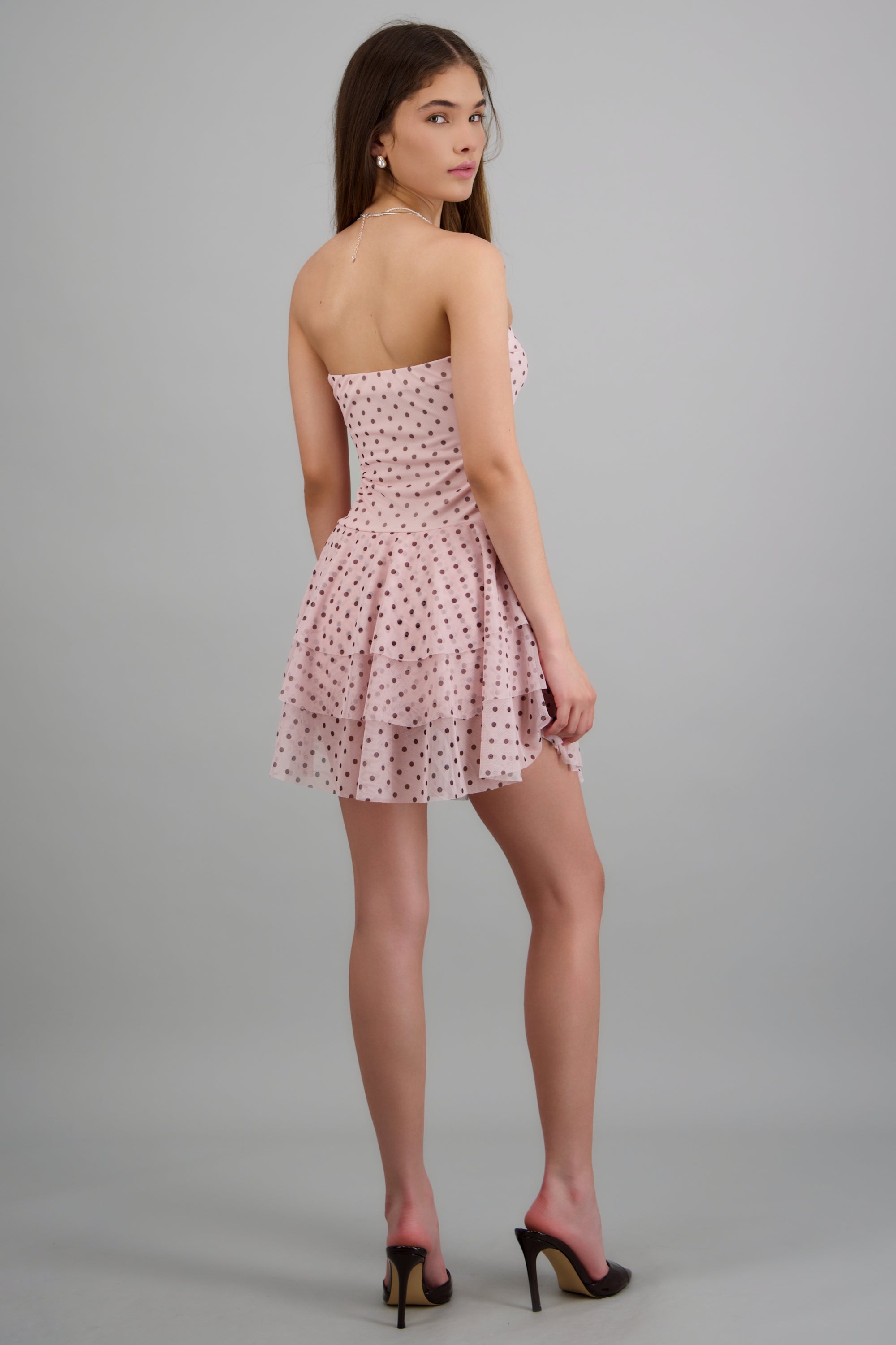 Vestido bandeau mesh olanes ROSA COMBO