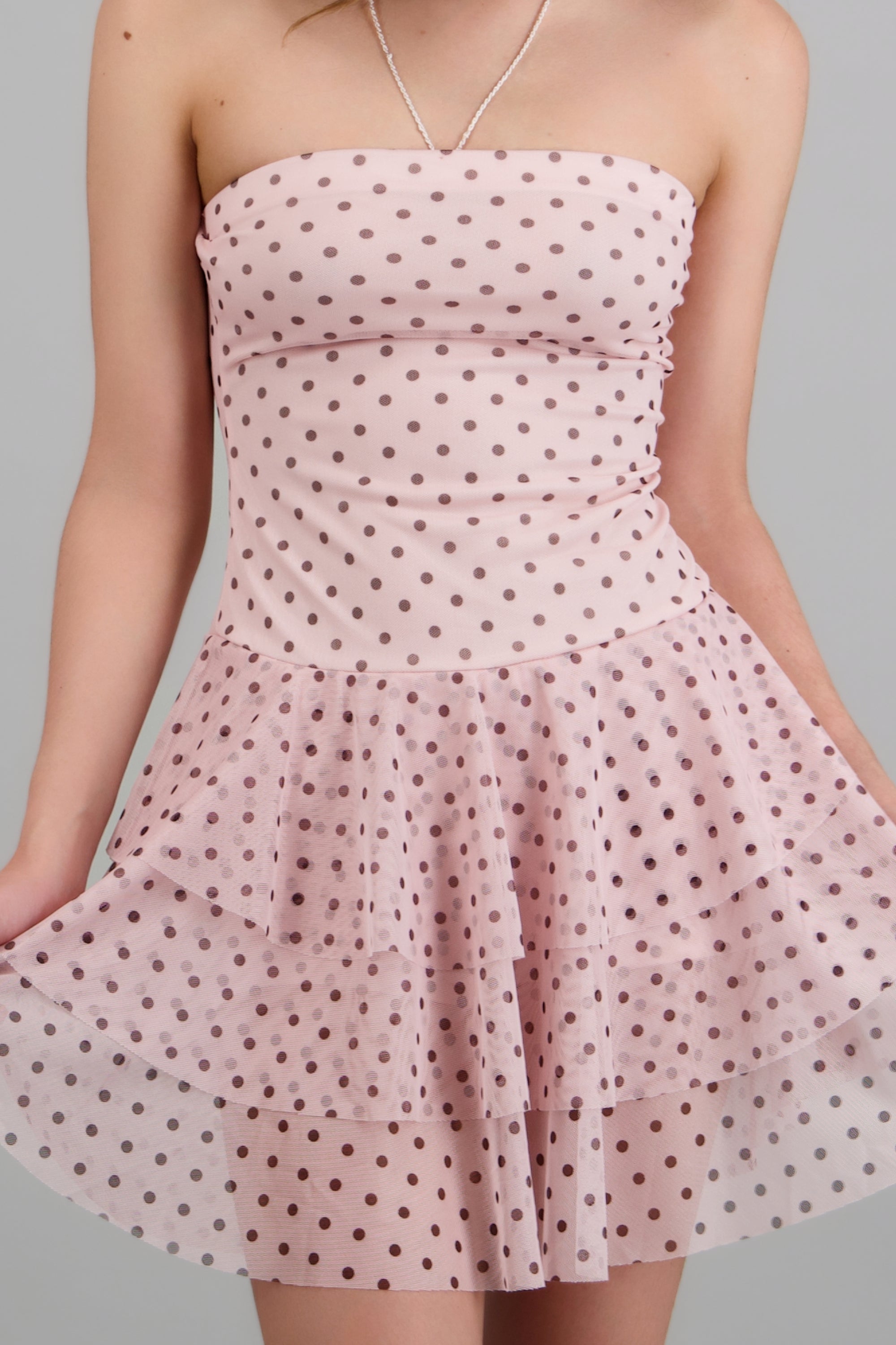 Vestido bandeau mesh olanes ROSA COMBO