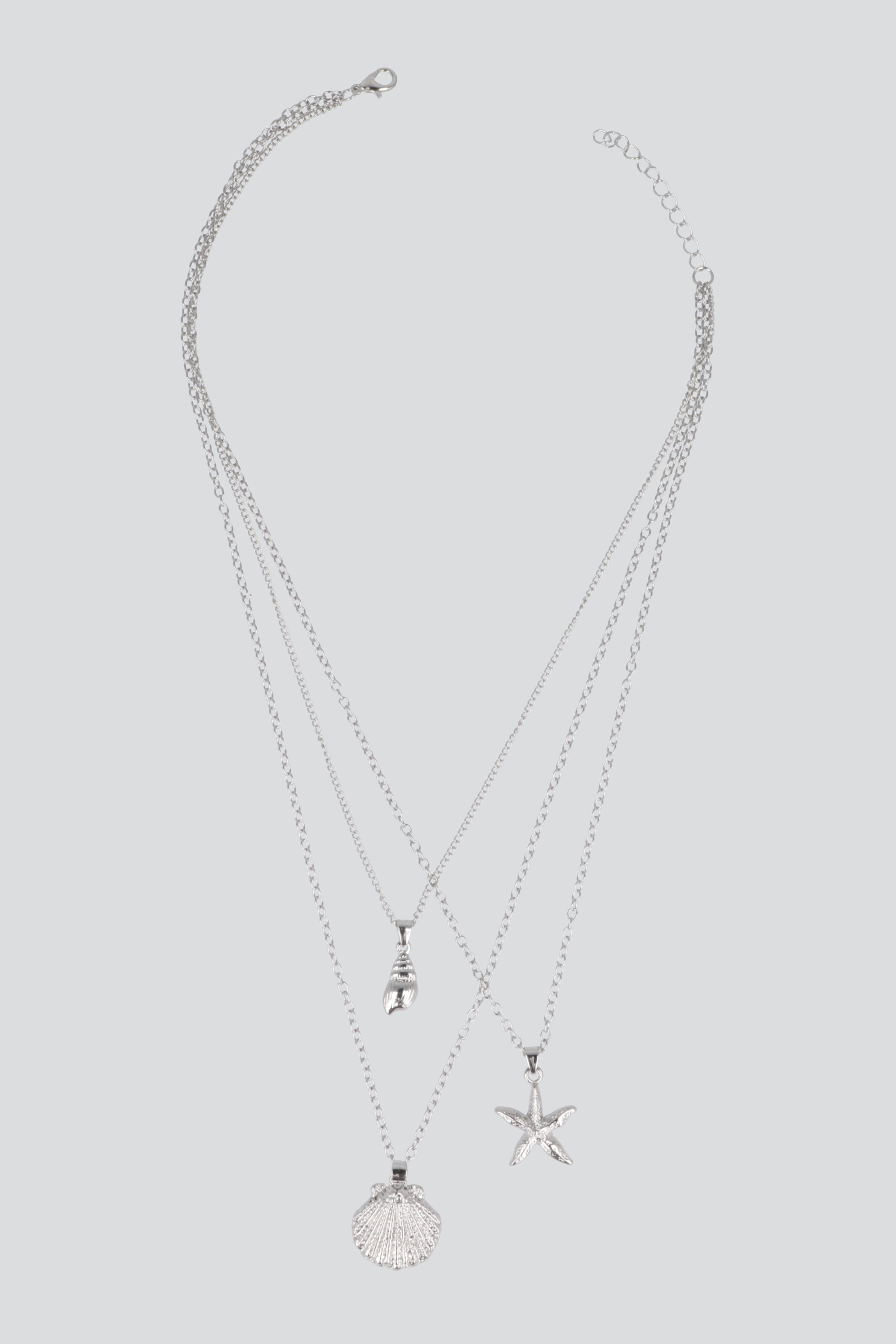 Collar 3 lineas conchas PLATA