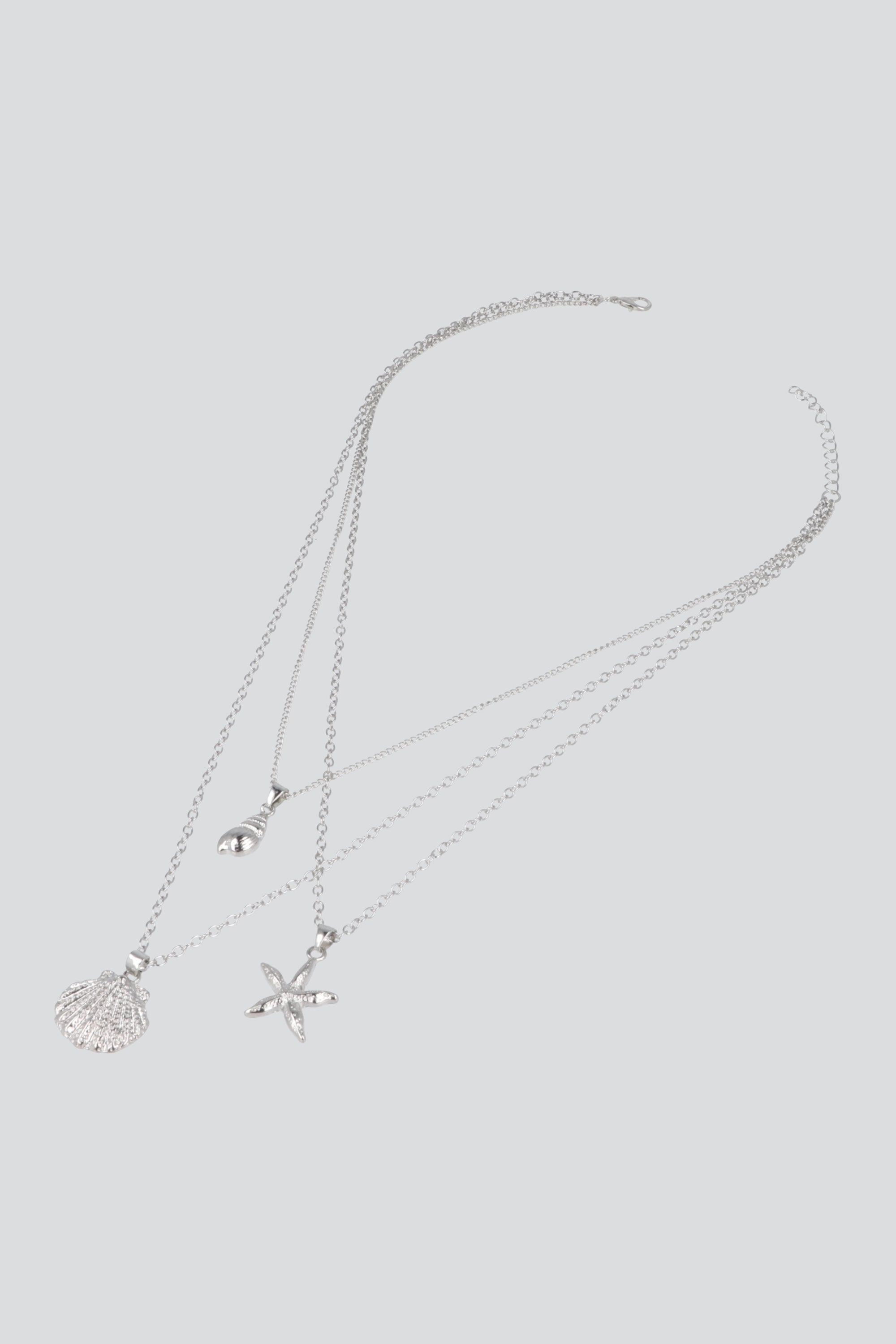 Collar 3 lineas conchas PLATA