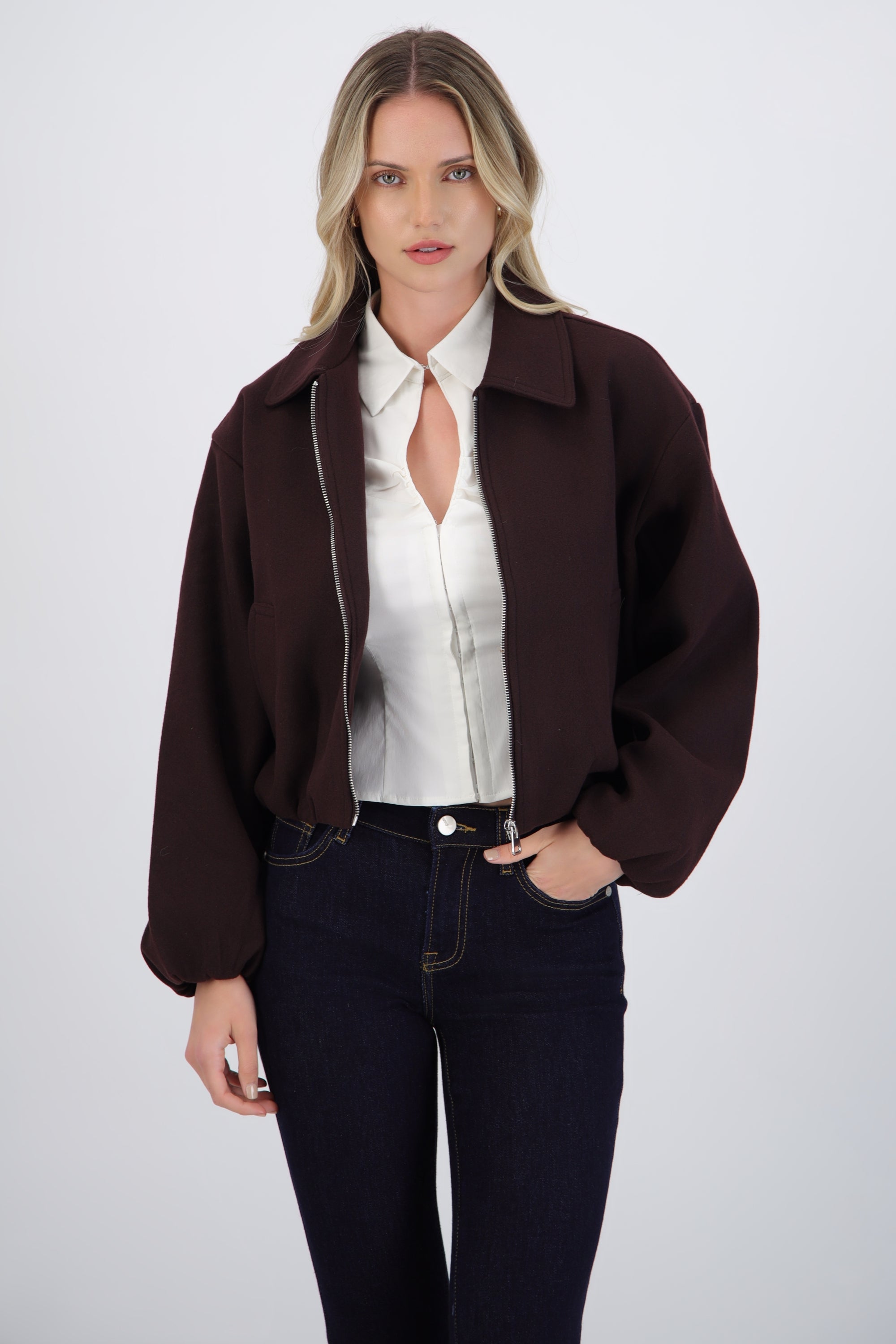 Chamarra bomber paño lisa
