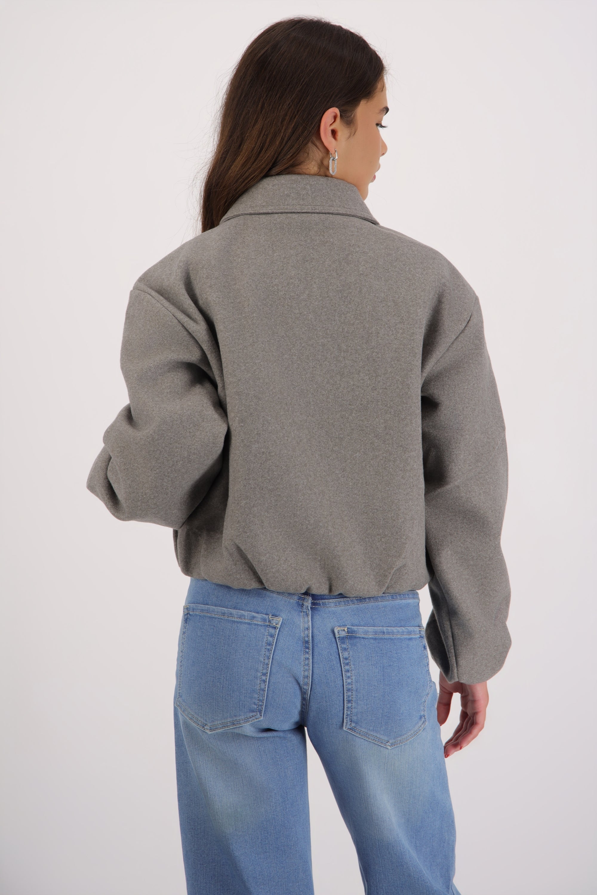 Chamarra bomber paño lisa GRIS