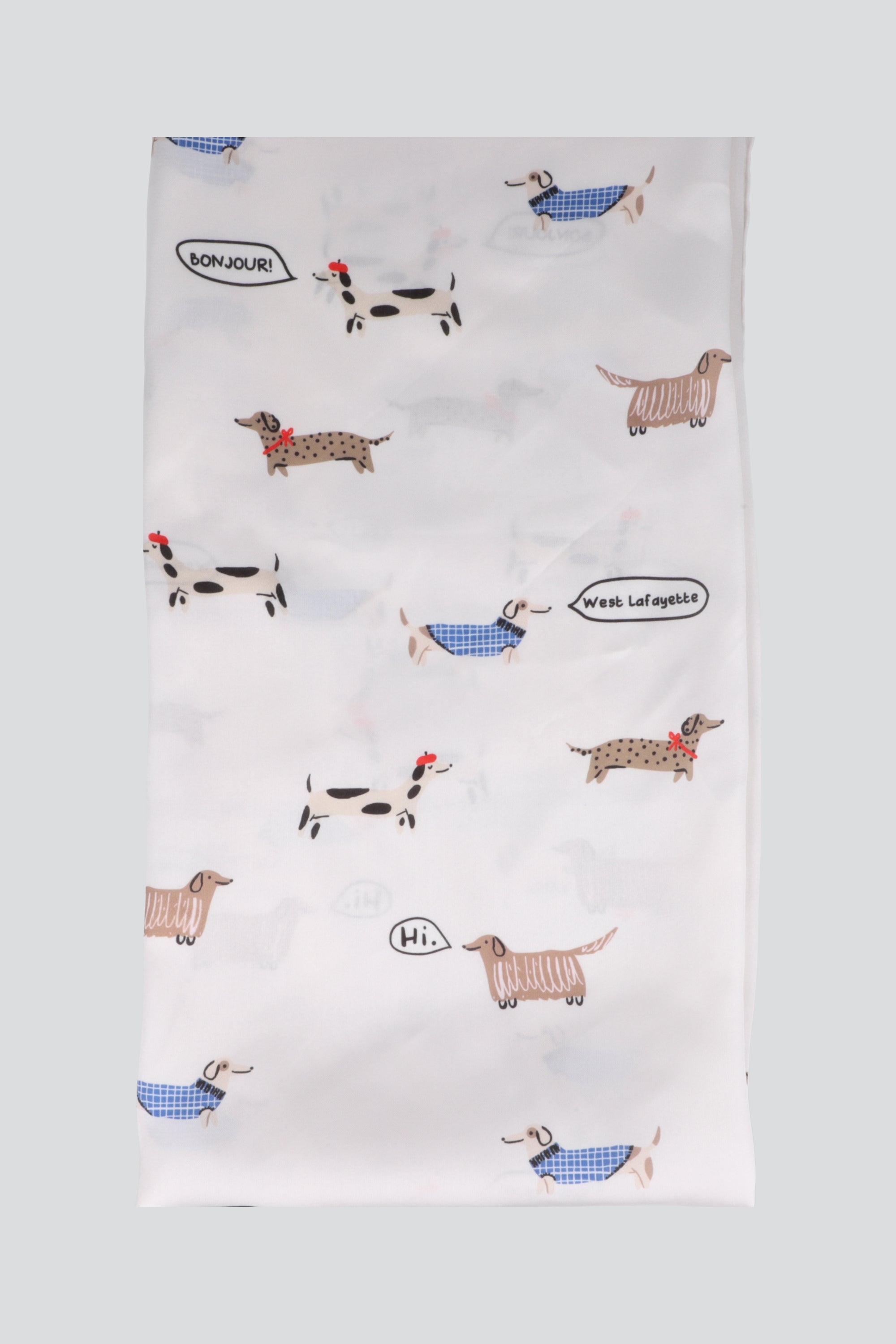 Pañuelo mini prints perritos BLANCO