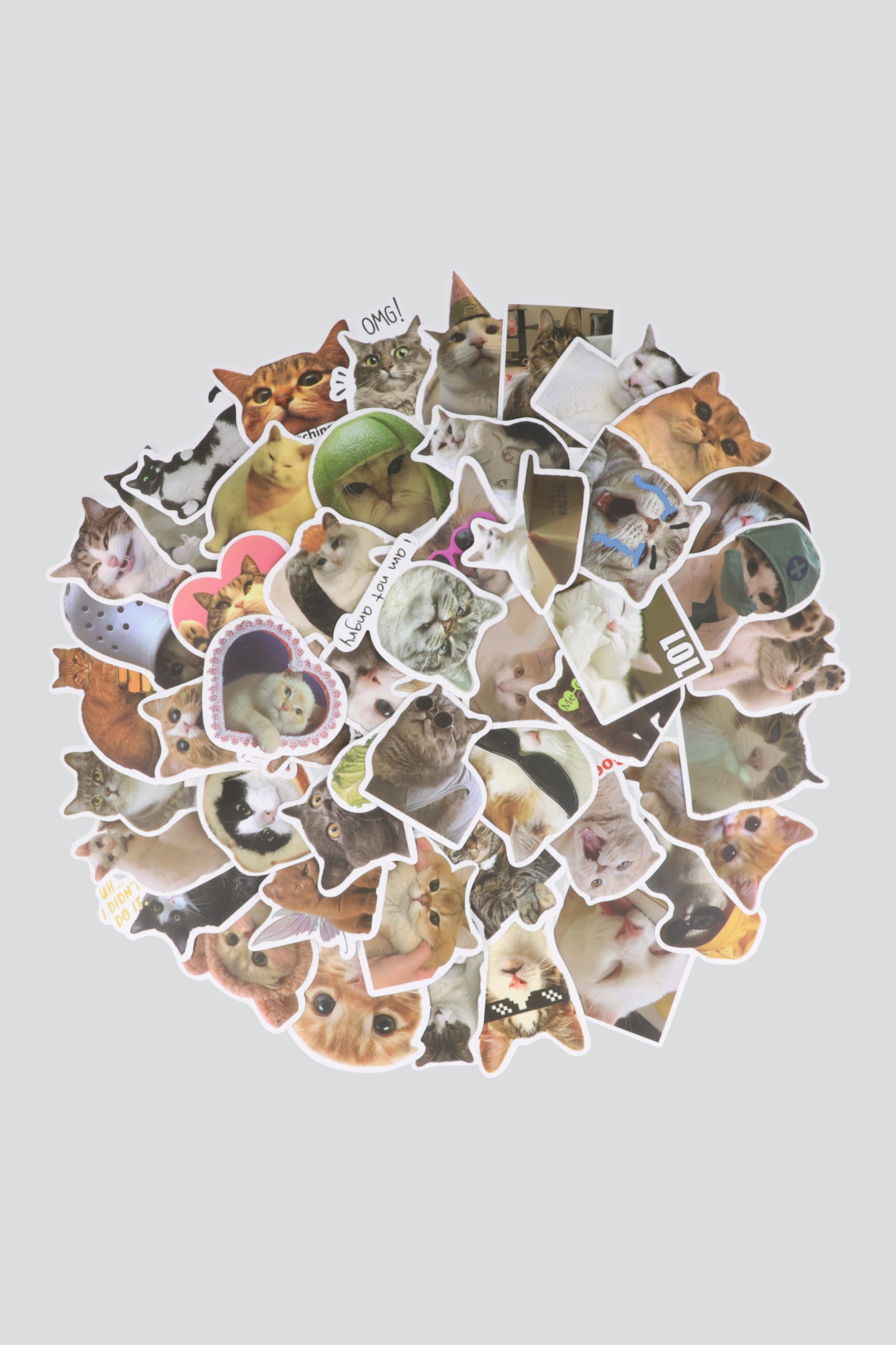 Set 50 stickers gatos memes