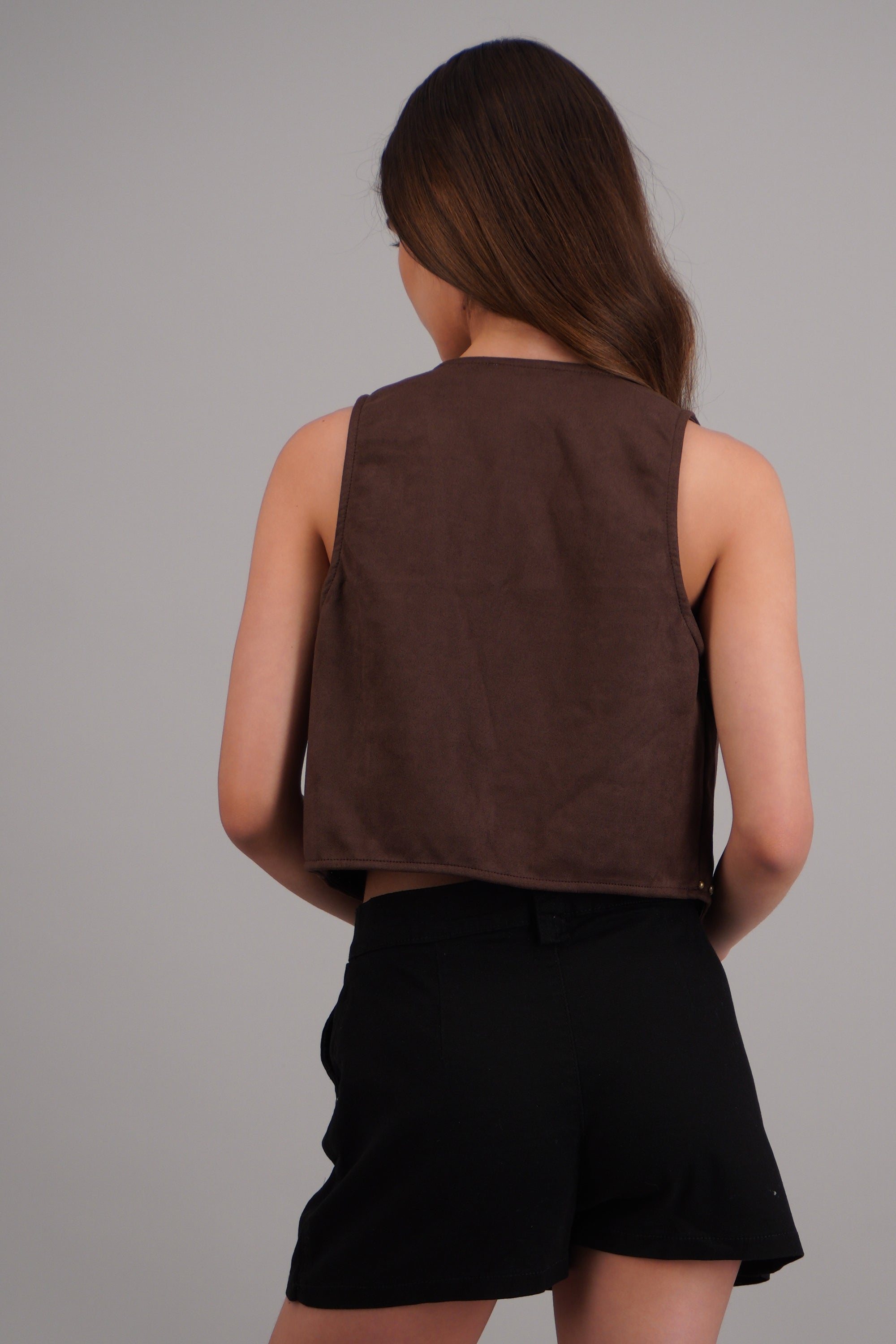 Chaleco suede estoperoles CAFE
