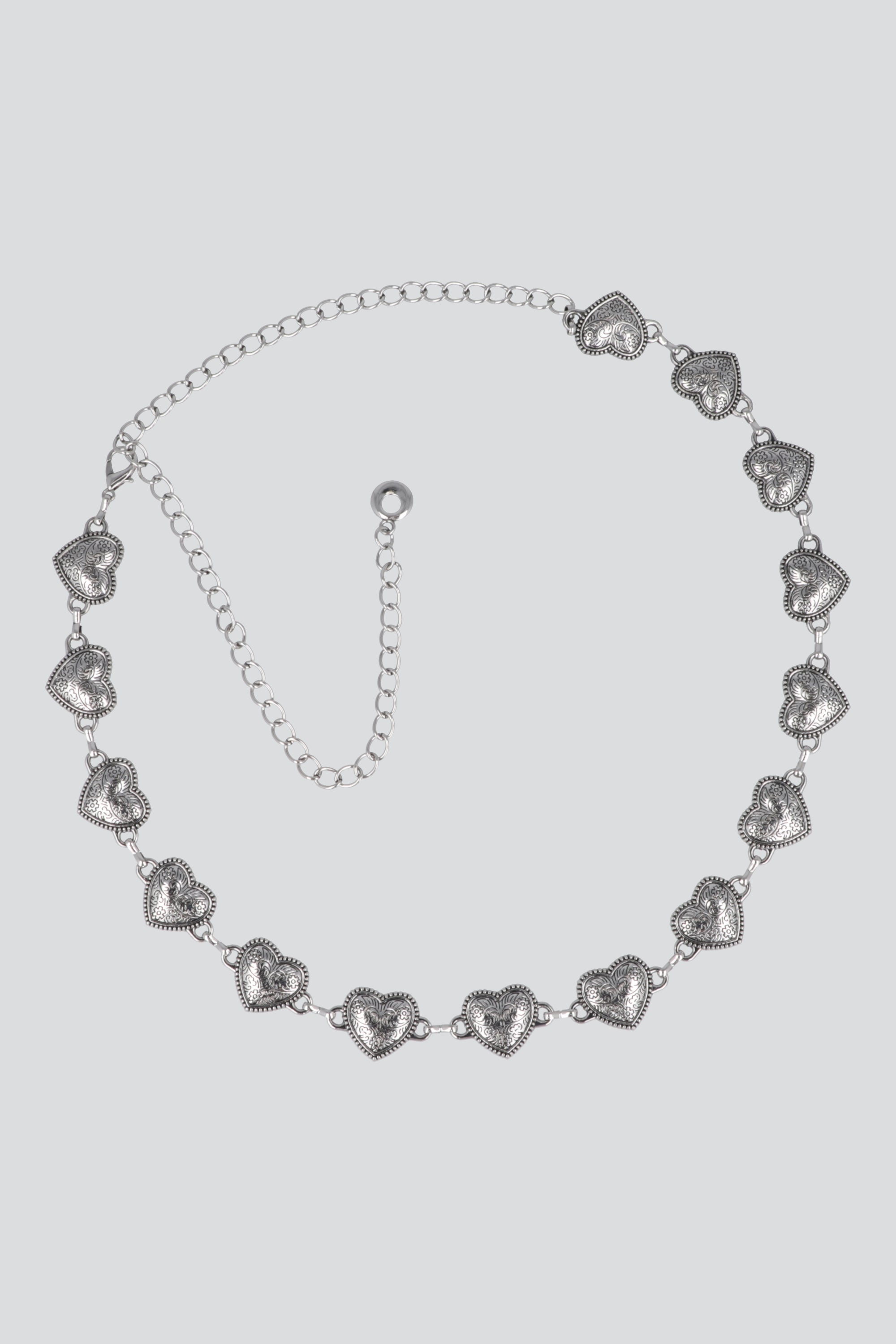 Cinturon cadena corazones PLATA