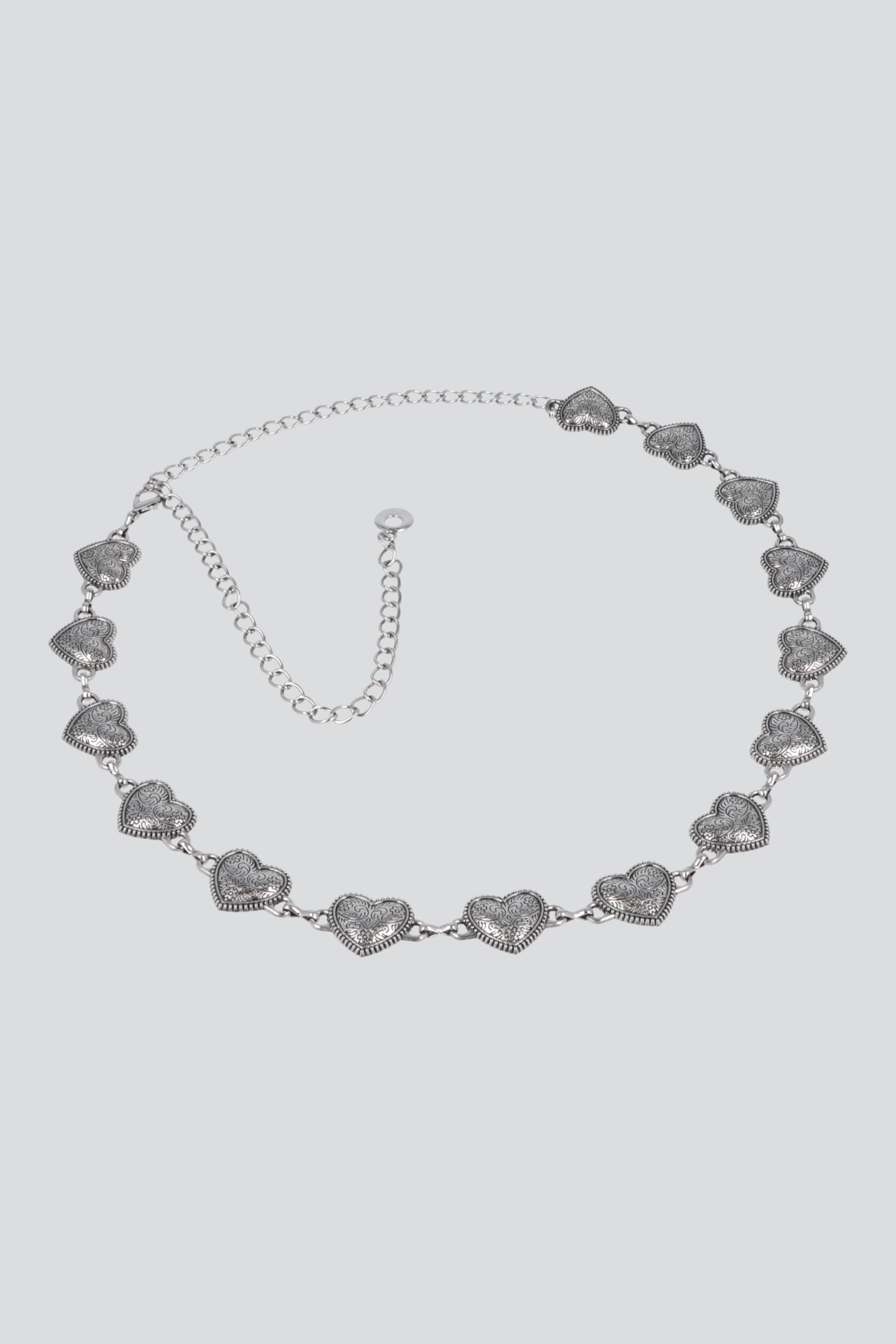 Cinturon cadena corazones PLATA