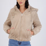 Chamarra crop reversible peluche