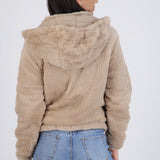 Chamarra crop reversible peluche